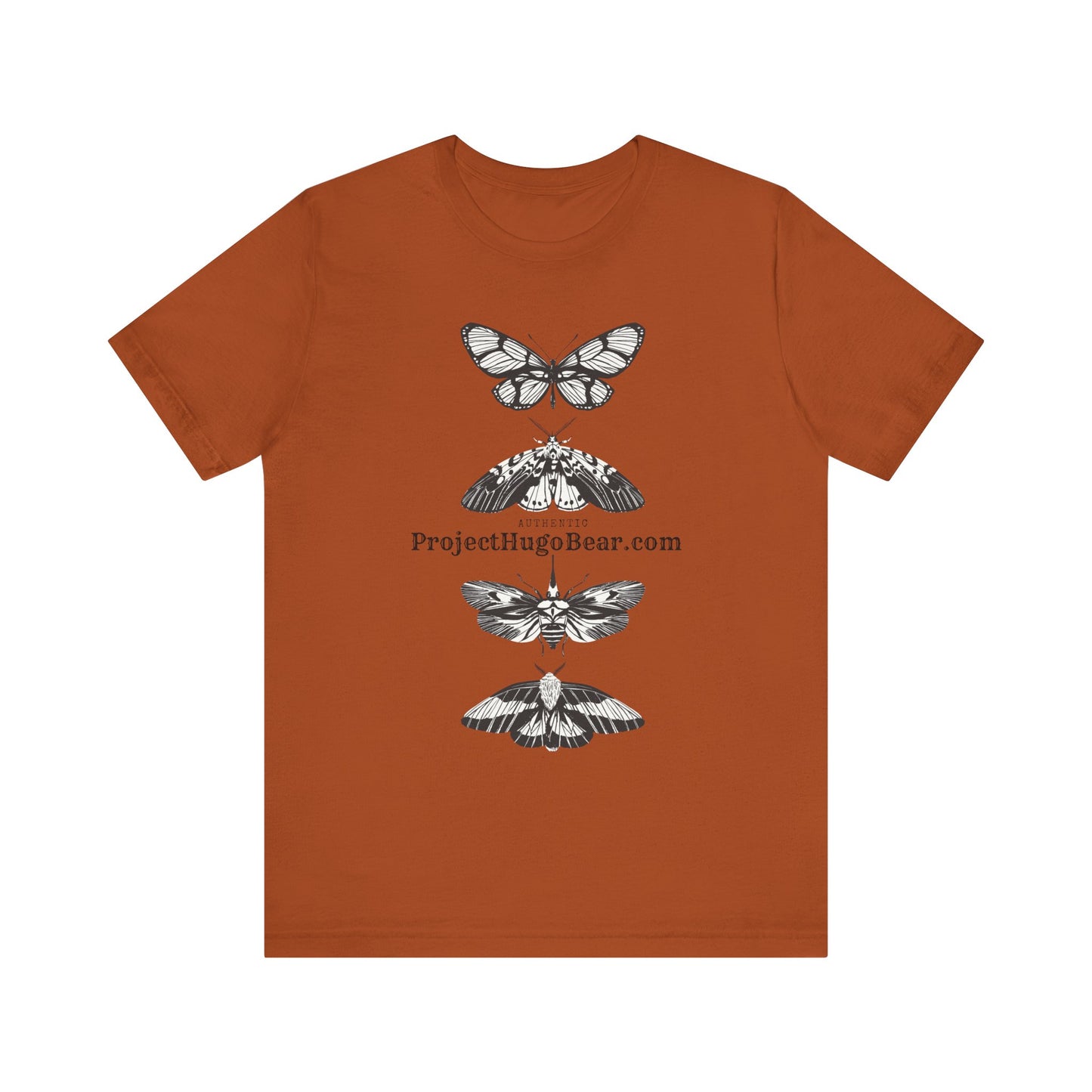 Unisex Jersey Short Sleeve Tee - Project Hugo Bear Moth Design - Supporting Wildlife Conservation