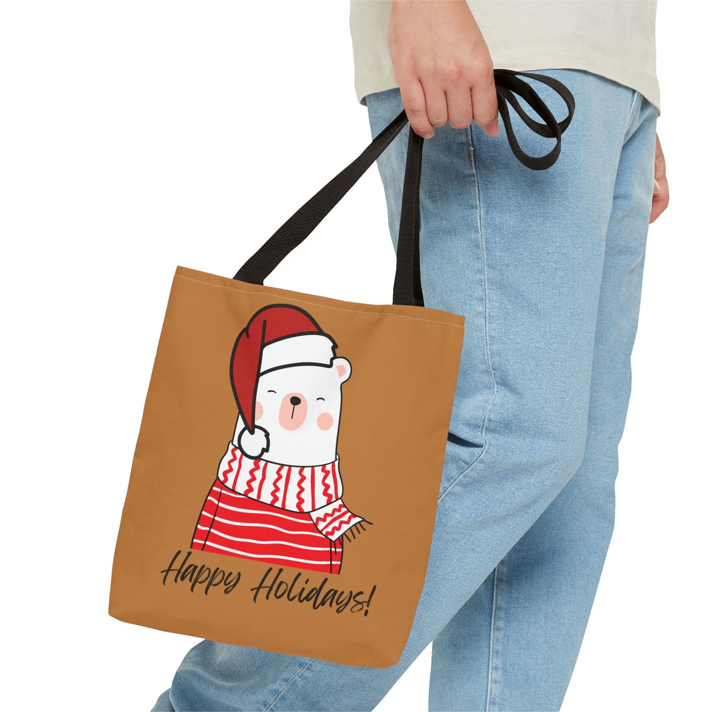 Tote Bag - "Happy Holiday" Polar Bear - Festive & Eco-Friendly Holiday Gift