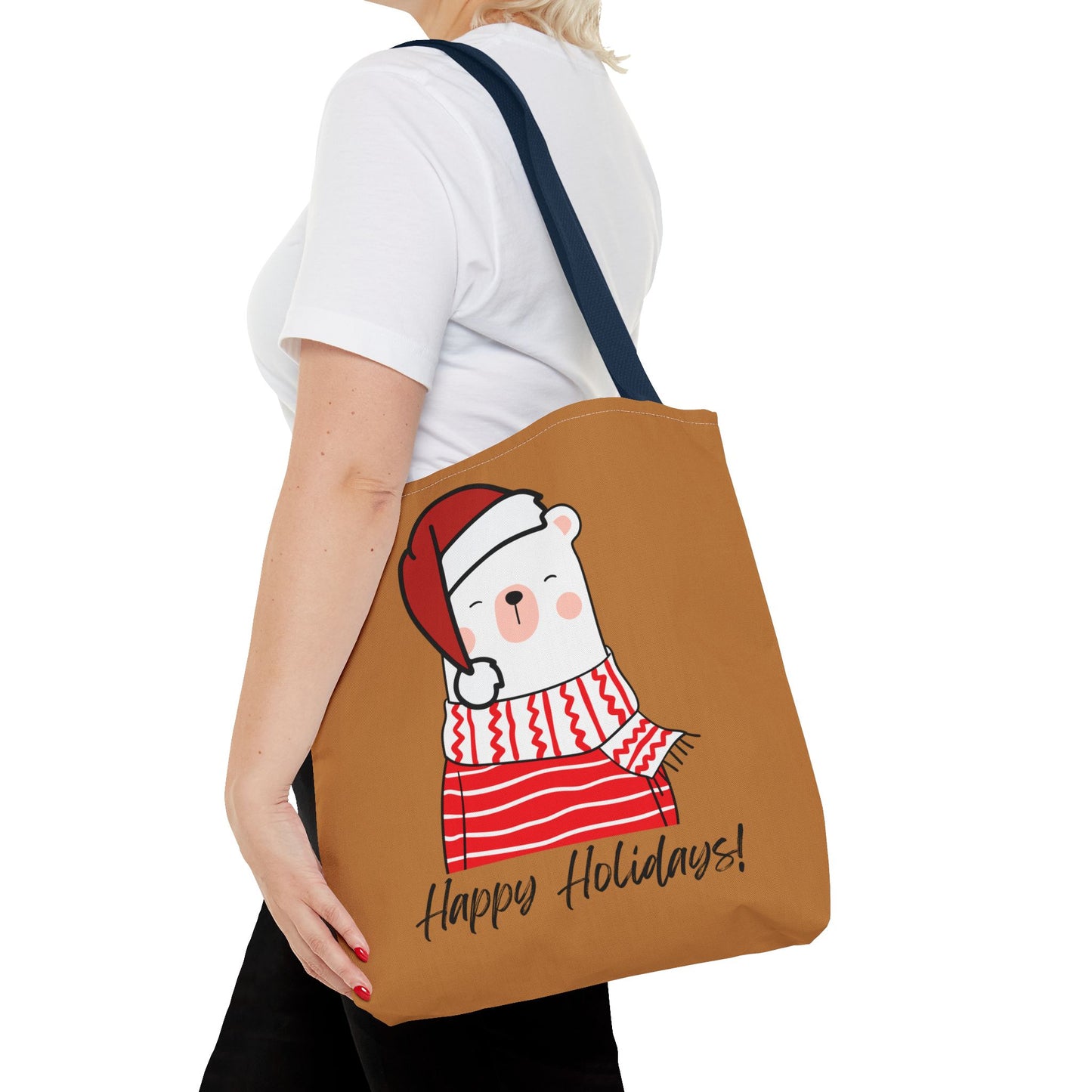 Tote Bag - "Happy Holiday" Polar Bear - Festive & Eco-Friendly Holiday Gift