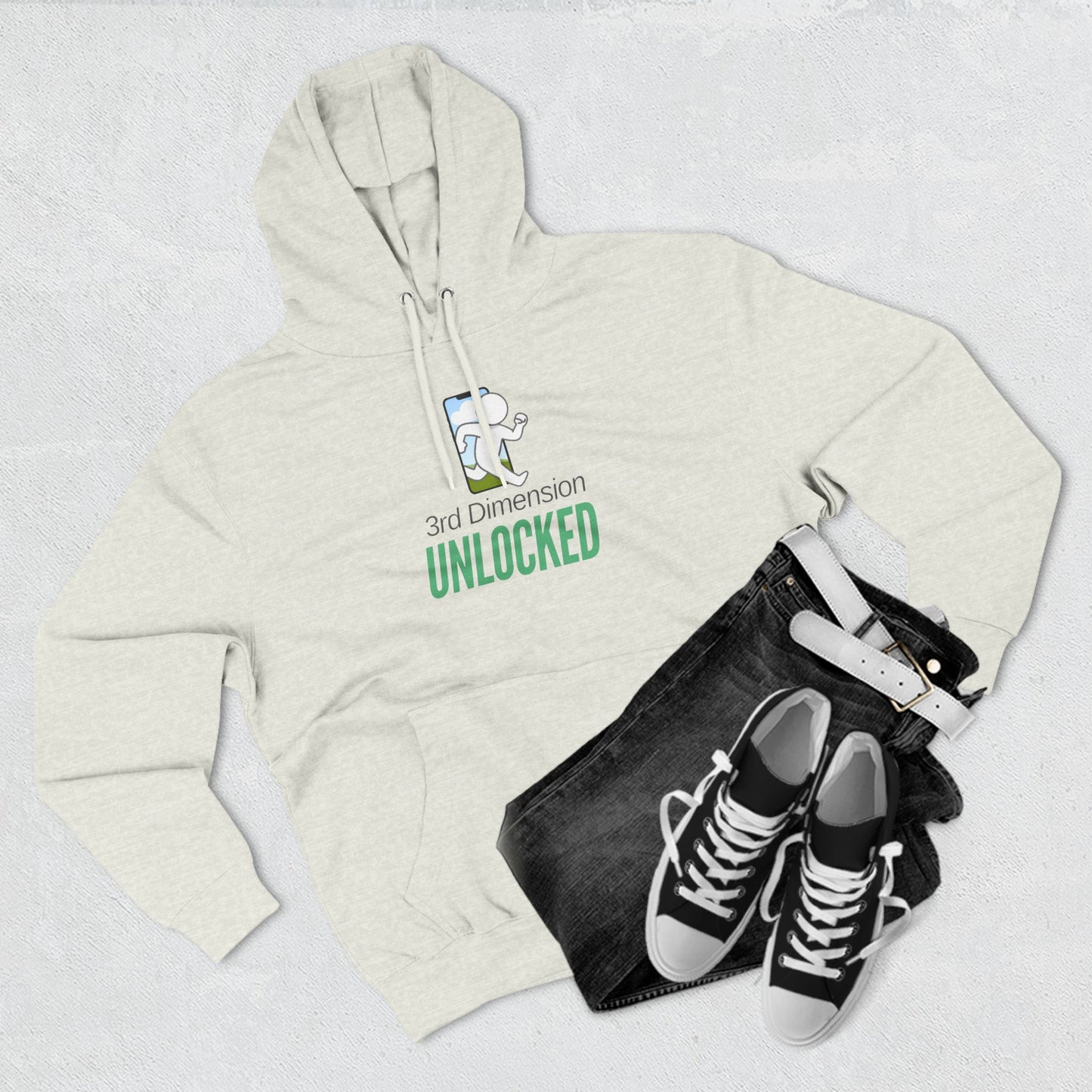 Adult Fleece Hoodie - "3rd Dimension Unlocked – Stick Figure Escaping the Screen"