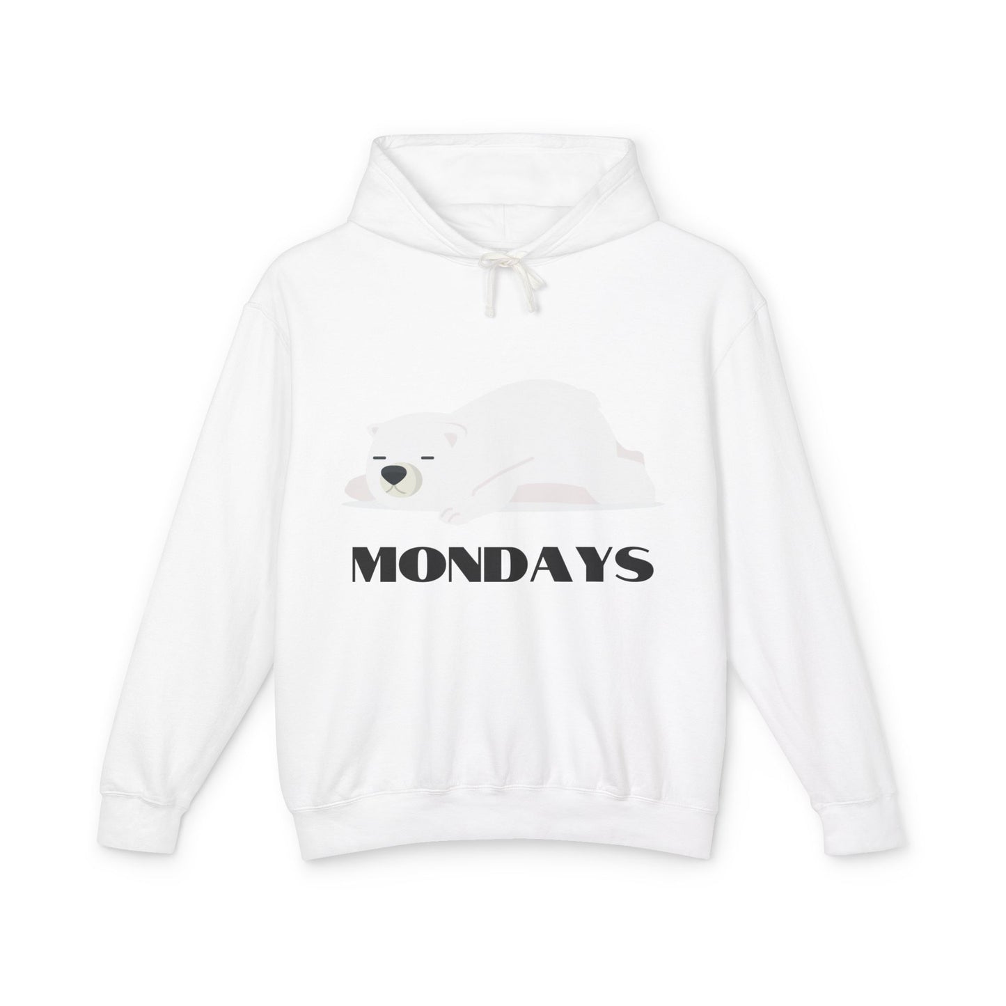 Unisex Lightweight Hooded Sweatshirt - "Sleepy Polar Bear Monday" - Fun Comfort Hoodie