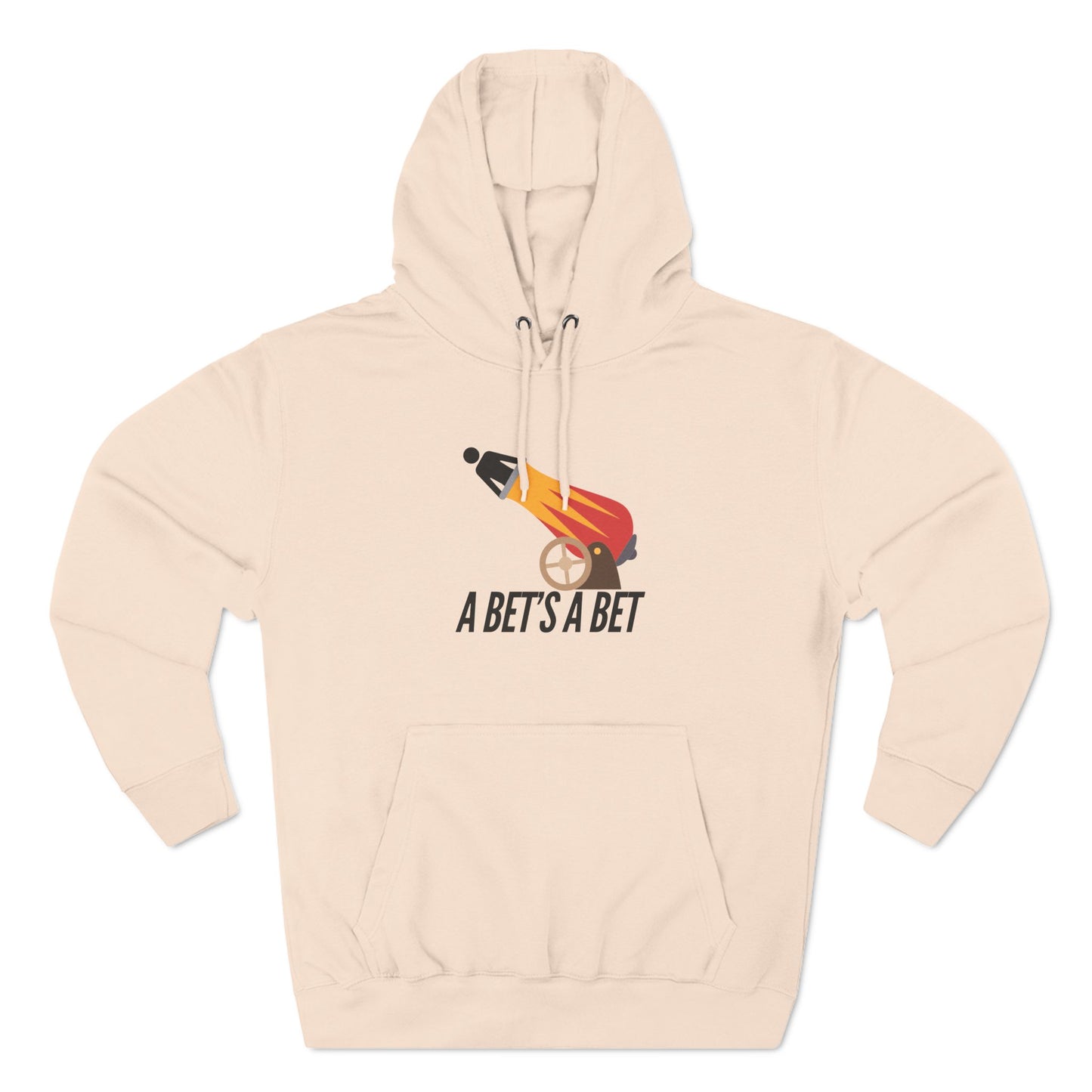 Adult Fleece Hoodie  - "A Bet's a Bet" - Stick Figure Cannon Launch Graphic Sweatshirt