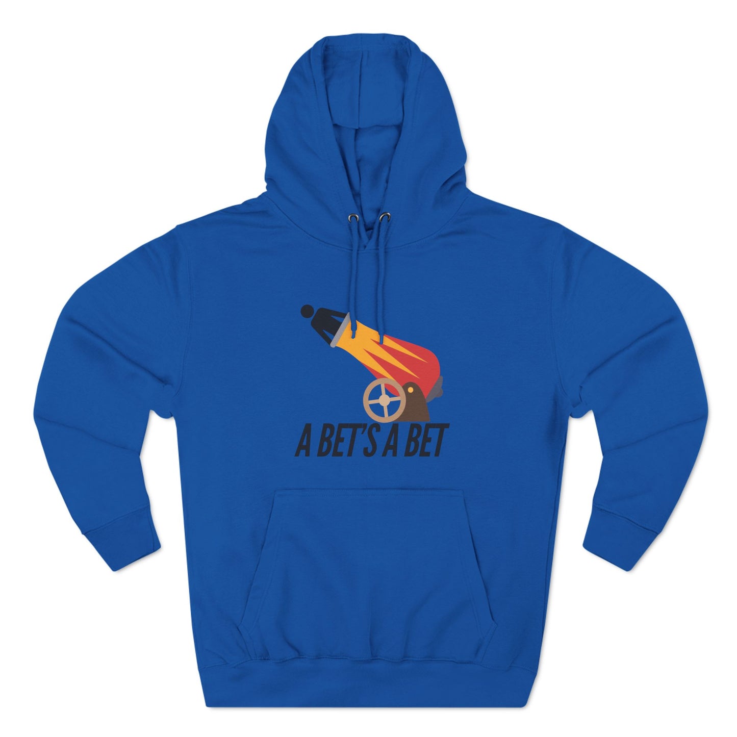 Adult Fleece Hoodie  - "A Bet's a Bet" - Stick Figure Cannon Launch Graphic Sweatshirt