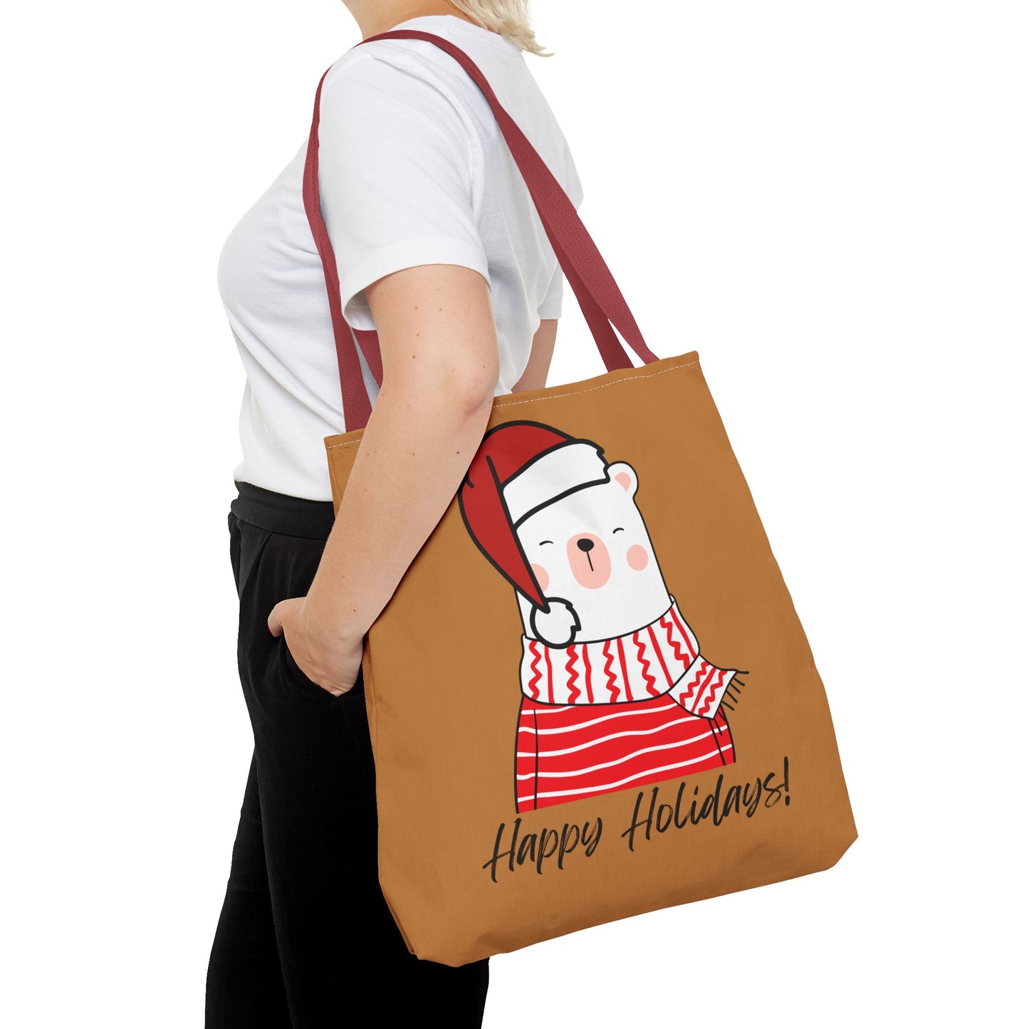 Tote Bag - "Happy Holiday" Polar Bear - Festive & Eco-Friendly Holiday Gift