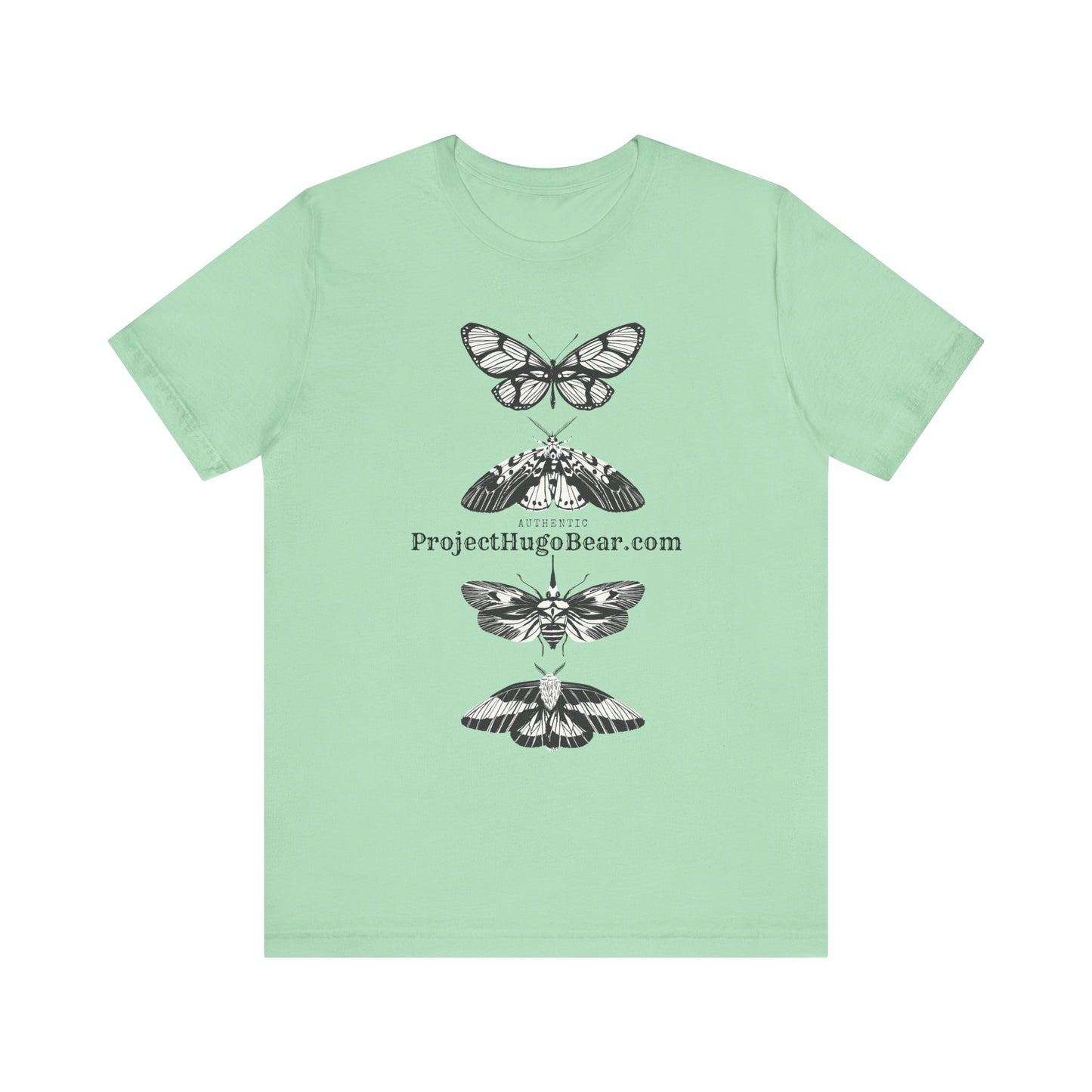 Unisex Jersey Short Sleeve Tee - Project Hugo Bear Moth Design - Supporting Wildlife Conservation