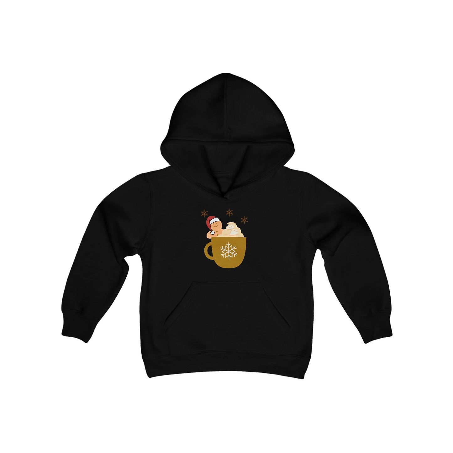 Youth Heavy Blend Hooded Sweatshirt -"DIBS On The Hot Cocoa" - Gingerbread Cocoa Cravings Edition