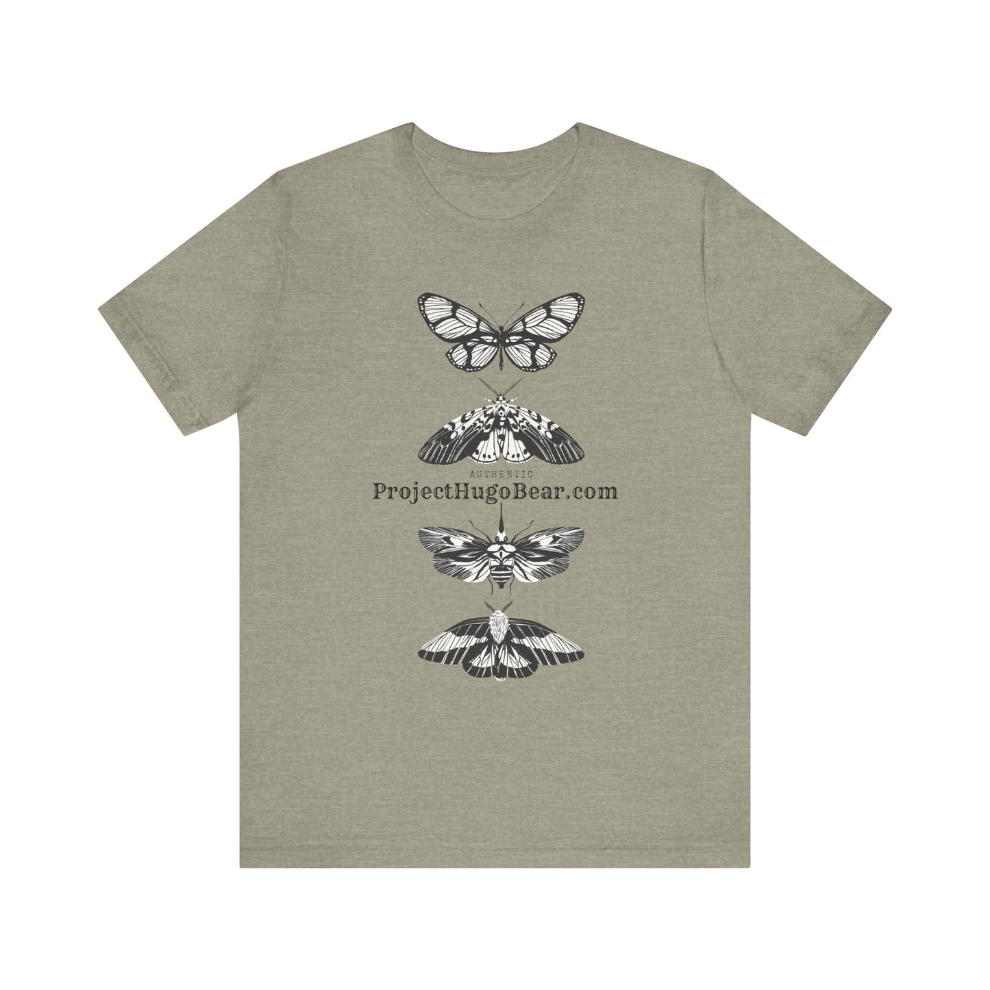 Unisex Jersey Short Sleeve Tee - Project Hugo Bear Moth Design - Supporting Wildlife Conservation