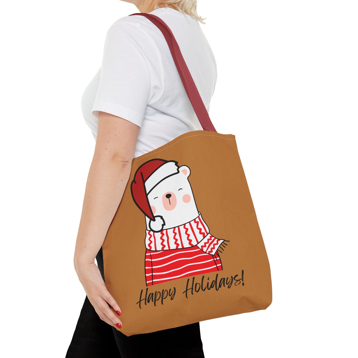 Tote Bag - "Happy Holiday" Polar Bear - Festive & Eco-Friendly Holiday Gift