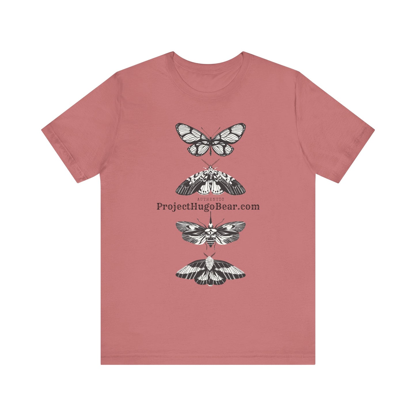 Unisex Jersey Short Sleeve Tee - Project Hugo Bear Moth Design - Supporting Wildlife Conservation