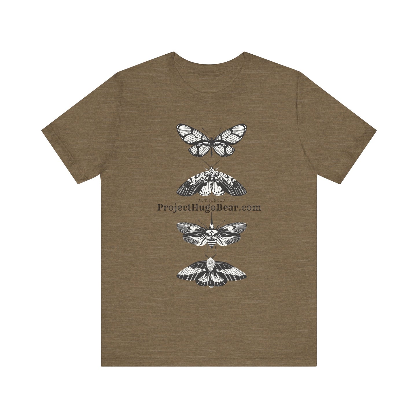 Unisex Jersey Short Sleeve Tee - Project Hugo Bear Moth Design - Supporting Wildlife Conservation