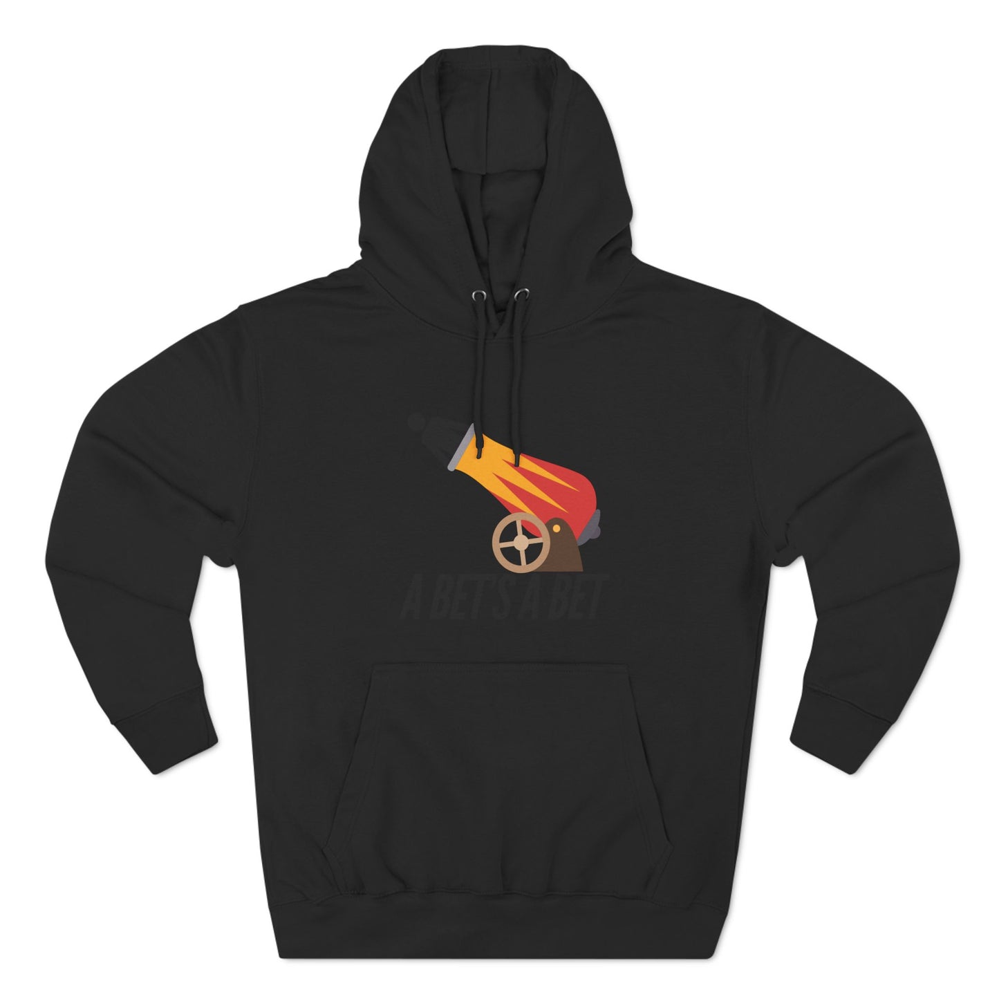 Adult Fleece Hoodie  - "A Bet's a Bet" - Stick Figure Cannon Launch Graphic Sweatshirt