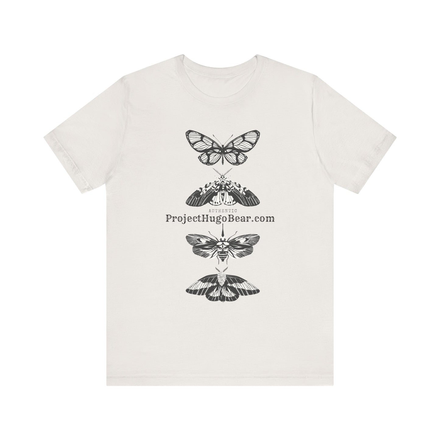 Unisex Jersey Short Sleeve Tee - Project Hugo Bear Moth Design - Supporting Wildlife Conservation