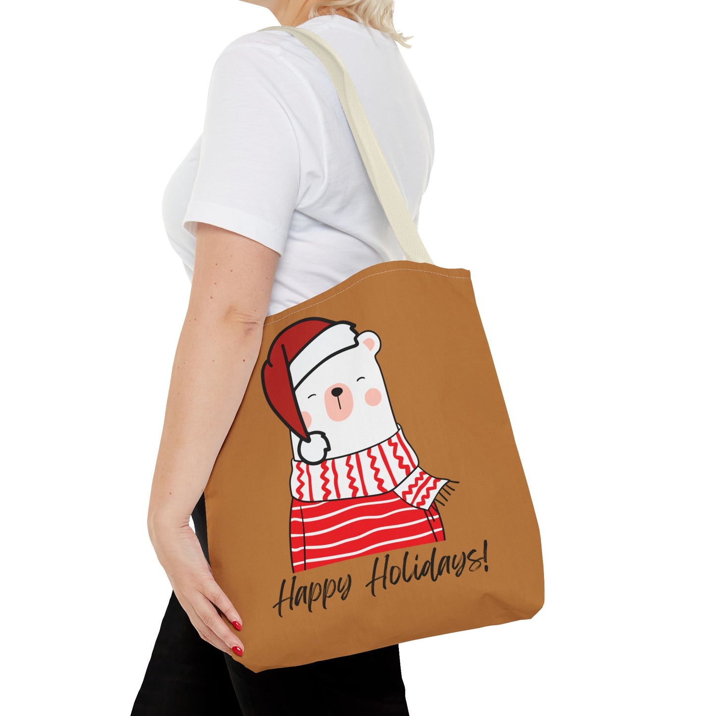 Tote Bag - "Happy Holiday" Polar Bear - Festive & Eco-Friendly Holiday Gift