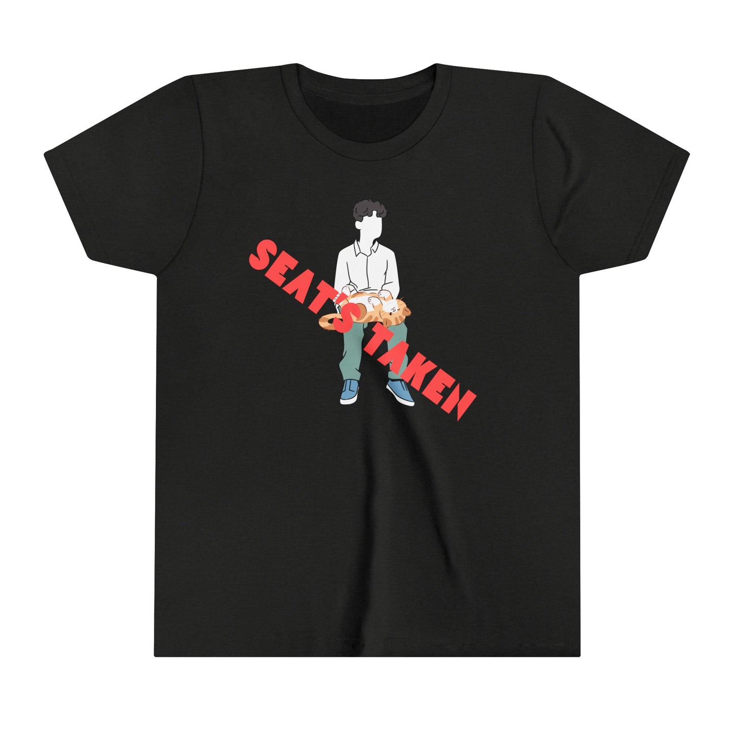 Youth T-Shirt - "Seat's Taken" - Upside Down Cat