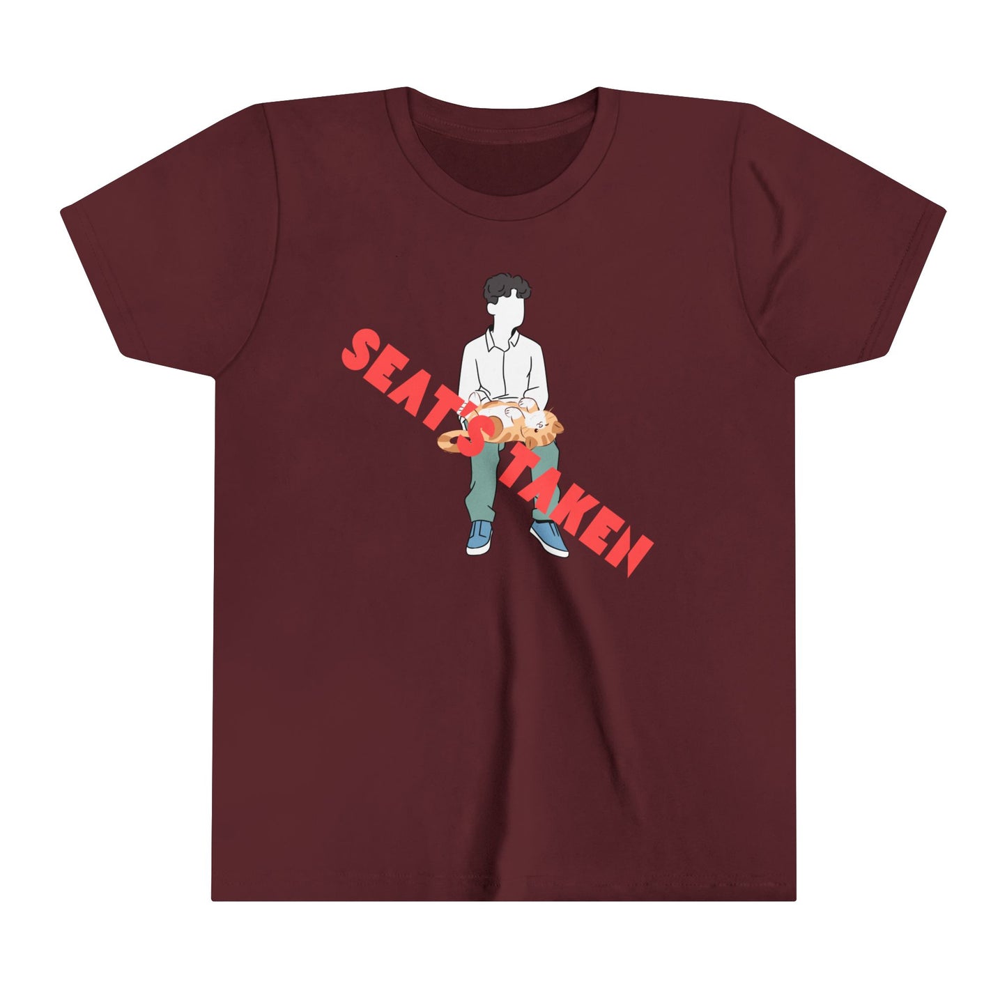 Youth T-Shirt - "Seat's Taken" - Upside Down Cat