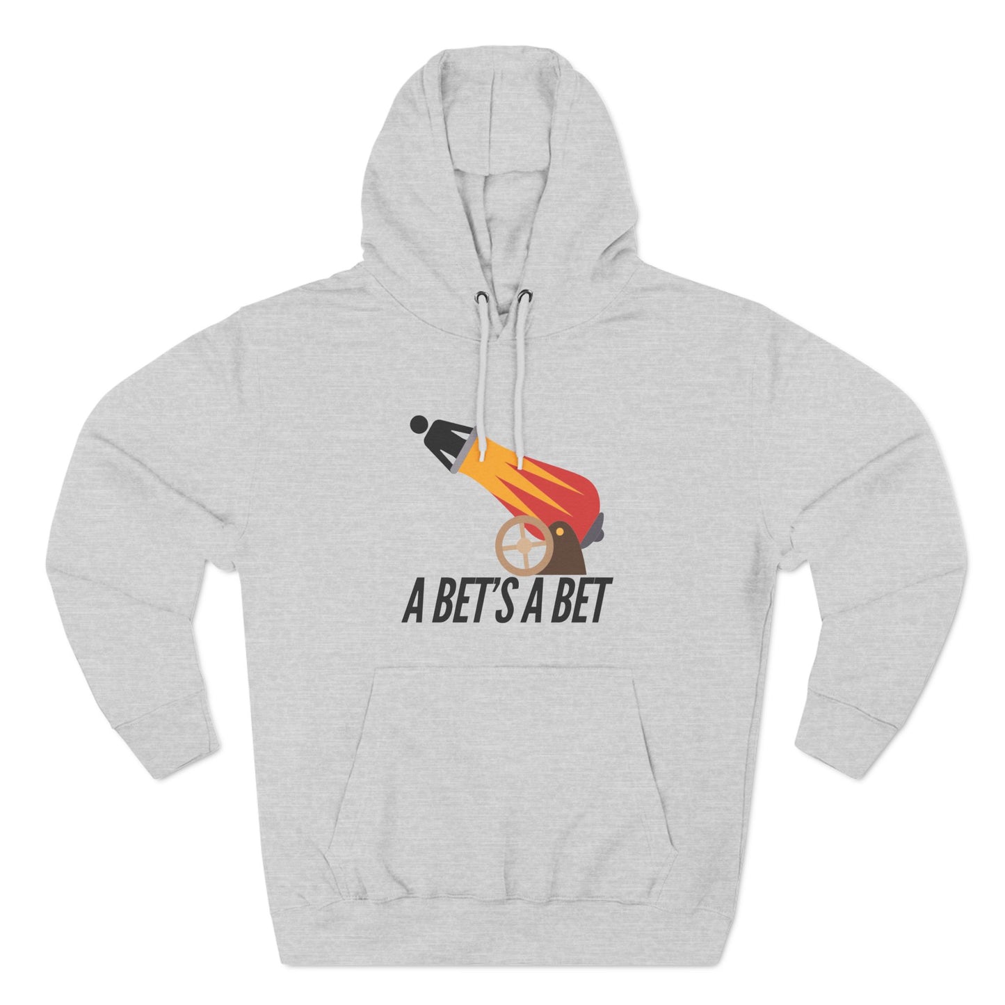 Adult Fleece Hoodie  - "A Bet's a Bet" - Stick Figure Cannon Launch Graphic Sweatshirt