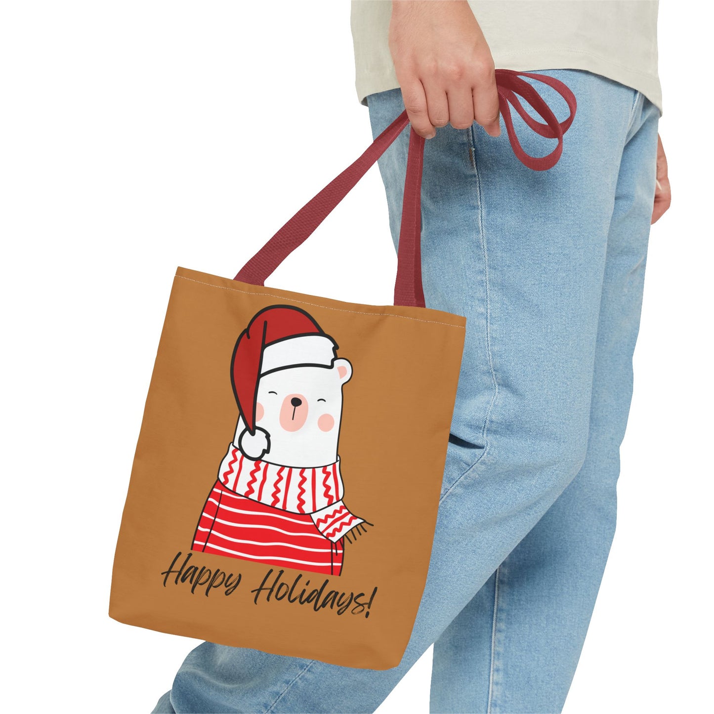 Tote Bag - "Happy Holiday" Polar Bear - Festive & Eco-Friendly Holiday Gift