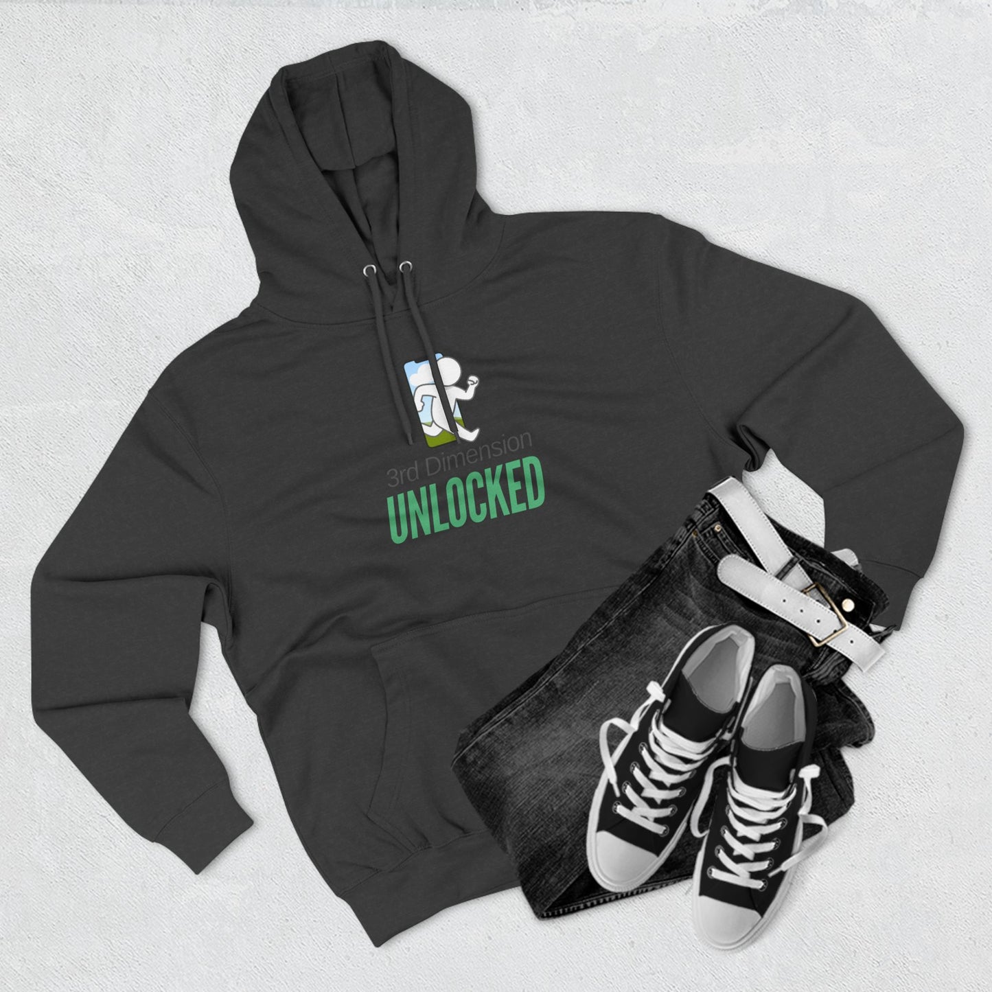 Adult Fleece Hoodie - "3rd Dimension Unlocked – Stick Figure Escaping the Screen"