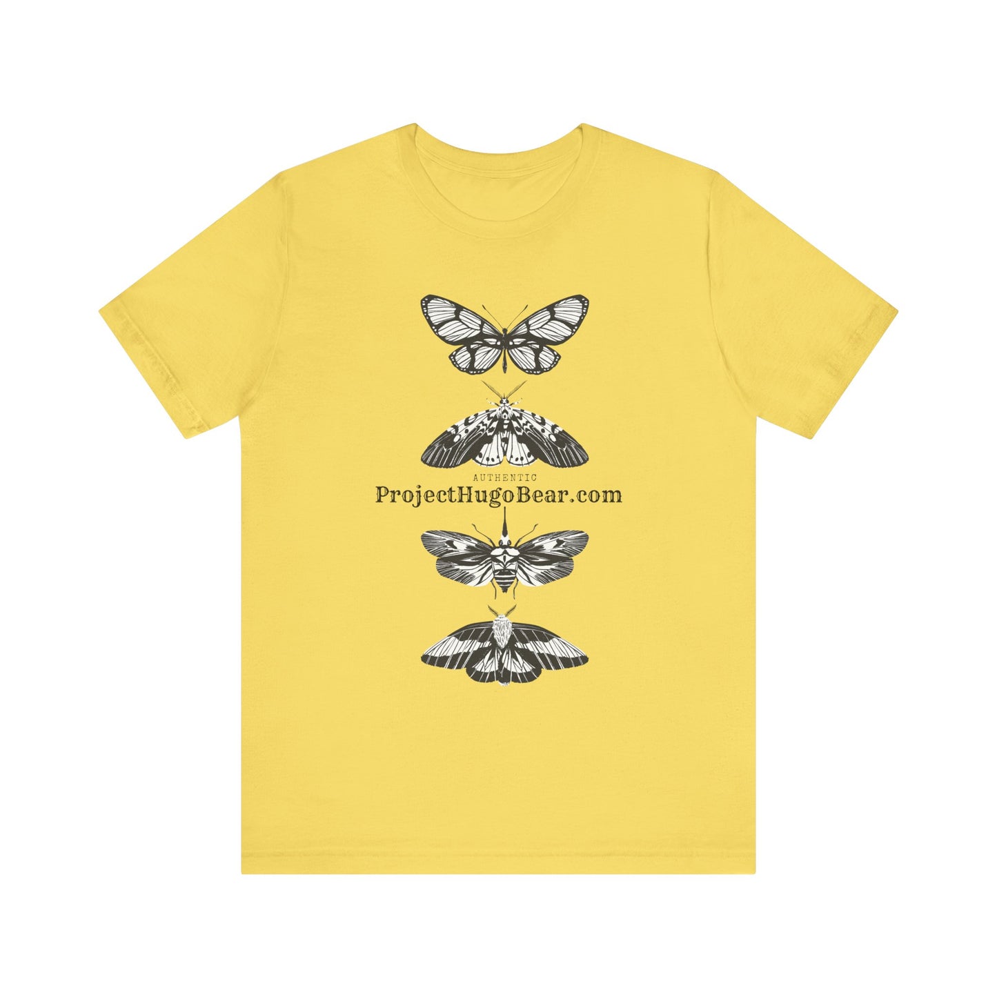 Unisex Jersey Short Sleeve Tee - Project Hugo Bear Moth Design - Supporting Wildlife Conservation