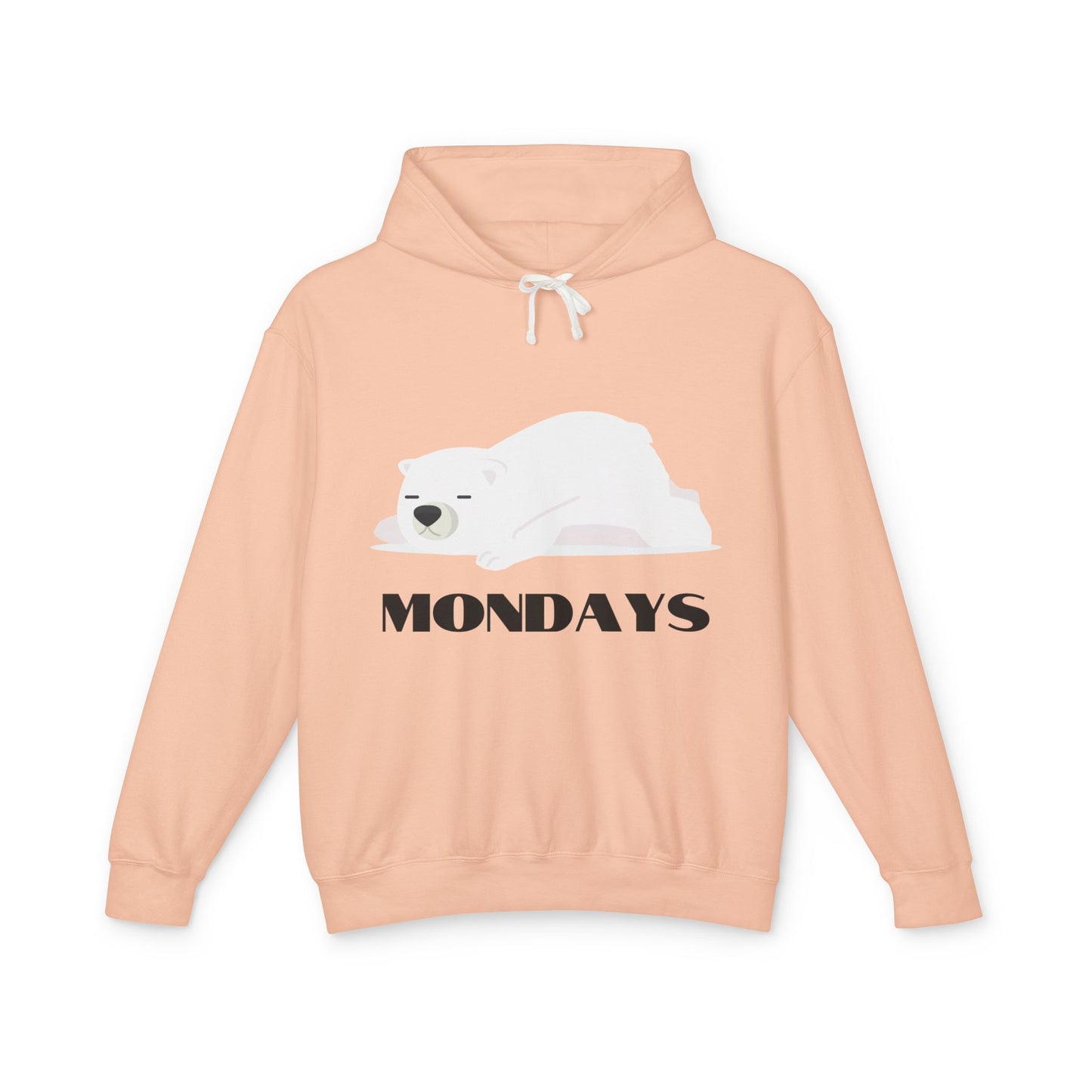 Unisex Lightweight Hooded Sweatshirt - "Sleepy Polar Bear Monday" - Fun Comfort Hoodie