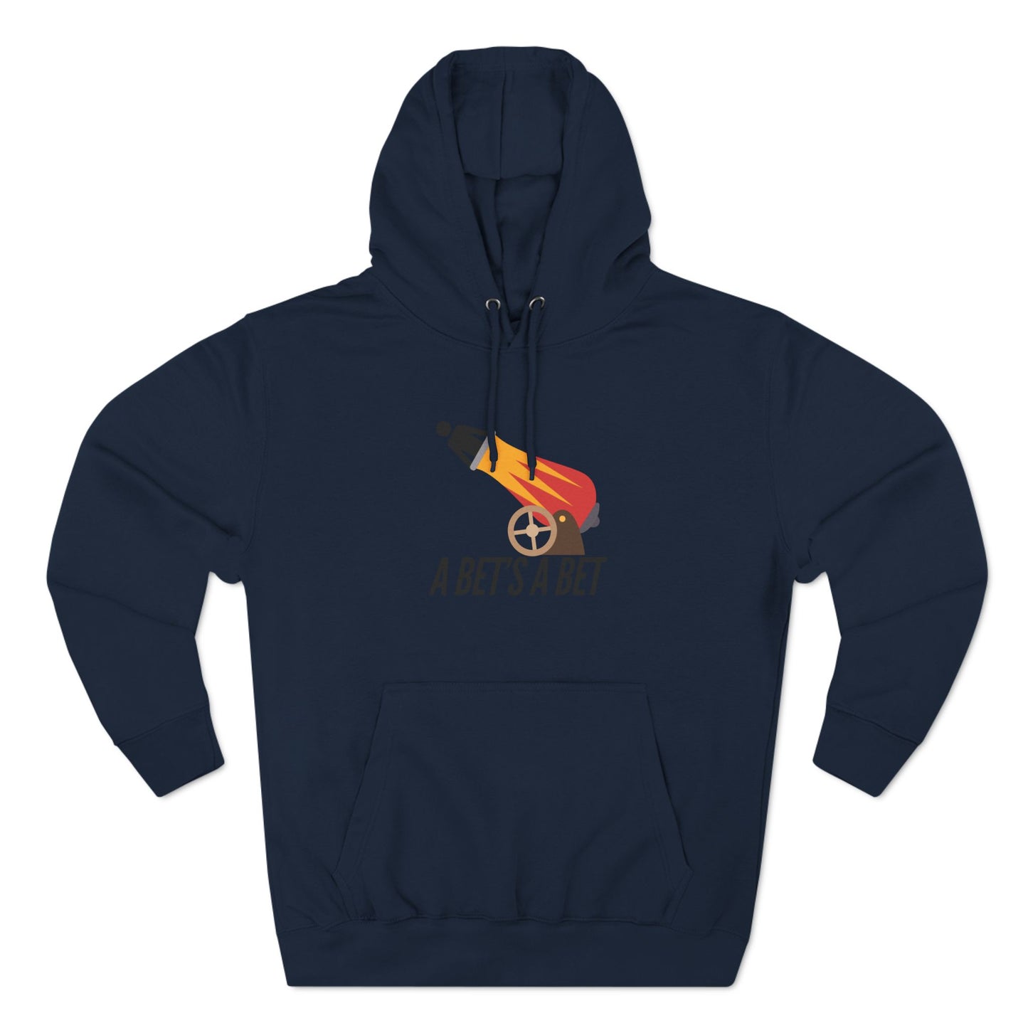 Adult Fleece Hoodie  - "A Bet's a Bet" - Stick Figure Cannon Launch Graphic Sweatshirt