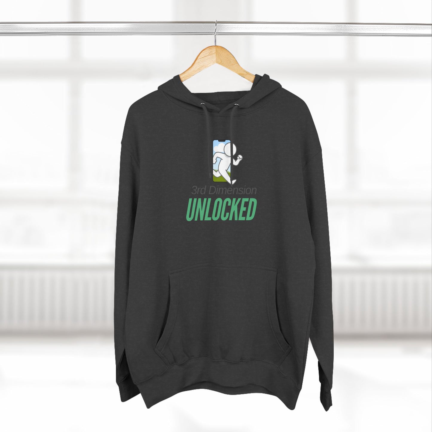 Adult Fleece Hoodie - "3rd Dimension Unlocked – Stick Figure Escaping the Screen"