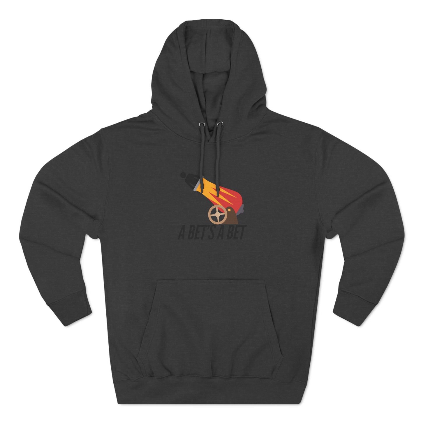 Adult Fleece Hoodie  - "A Bet's a Bet" - Stick Figure Cannon Launch Graphic Sweatshirt