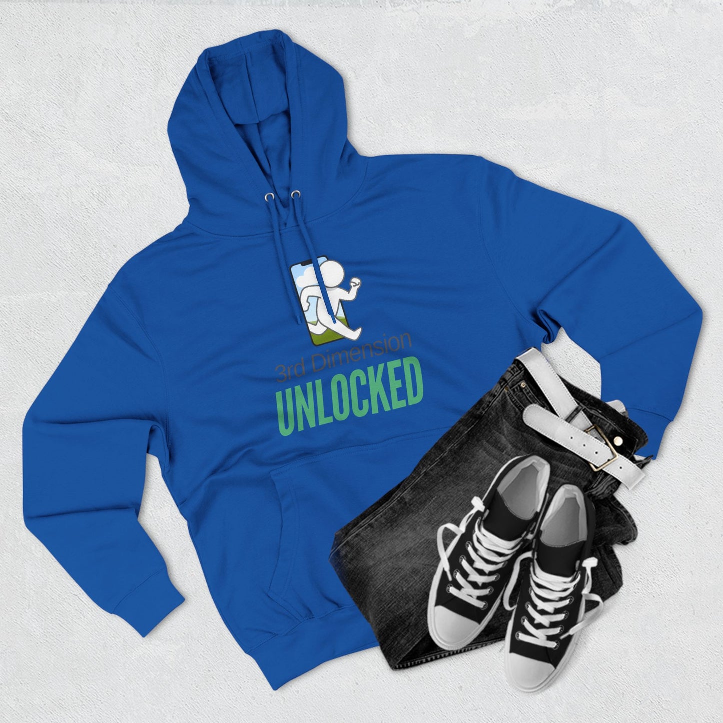 Adult Fleece Hoodie - "3rd Dimension Unlocked – Stick Figure Escaping the Screen"