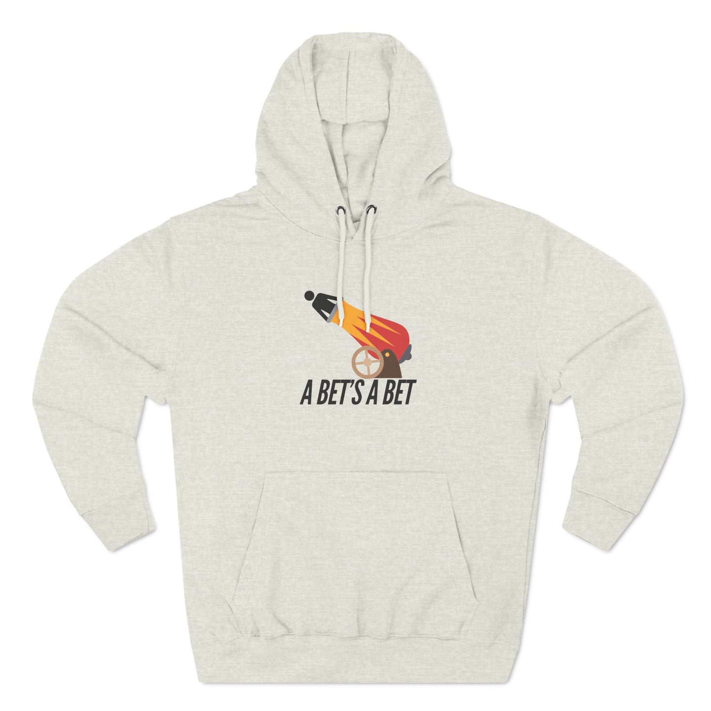 Adult Fleece Hoodie  - "A Bet's a Bet" - Stick Figure Cannon Launch Graphic Sweatshirt