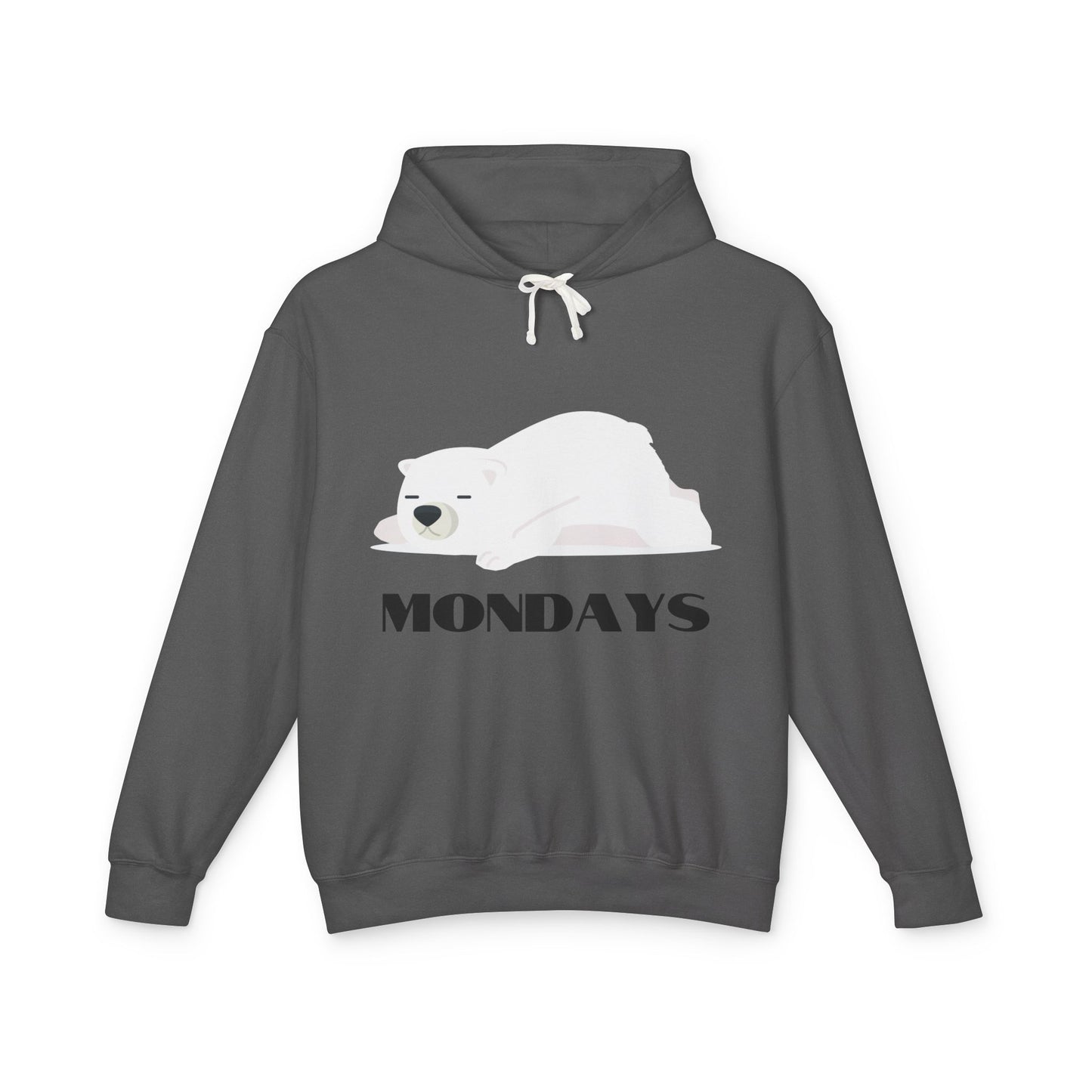 Unisex Lightweight Hooded Sweatshirt - "Sleepy Polar Bear Monday" - Fun Comfort Hoodie