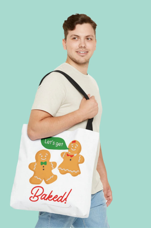 Tote Bag  - Let's Get Baked" Gingerbread Man & Woman