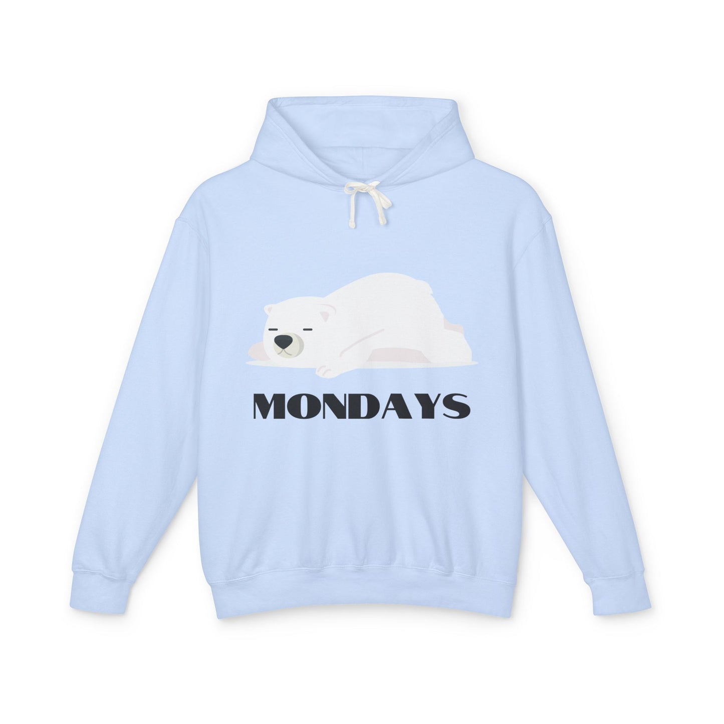 Unisex Lightweight Hooded Sweatshirt - "Sleepy Polar Bear Monday" - Fun Comfort Hoodie