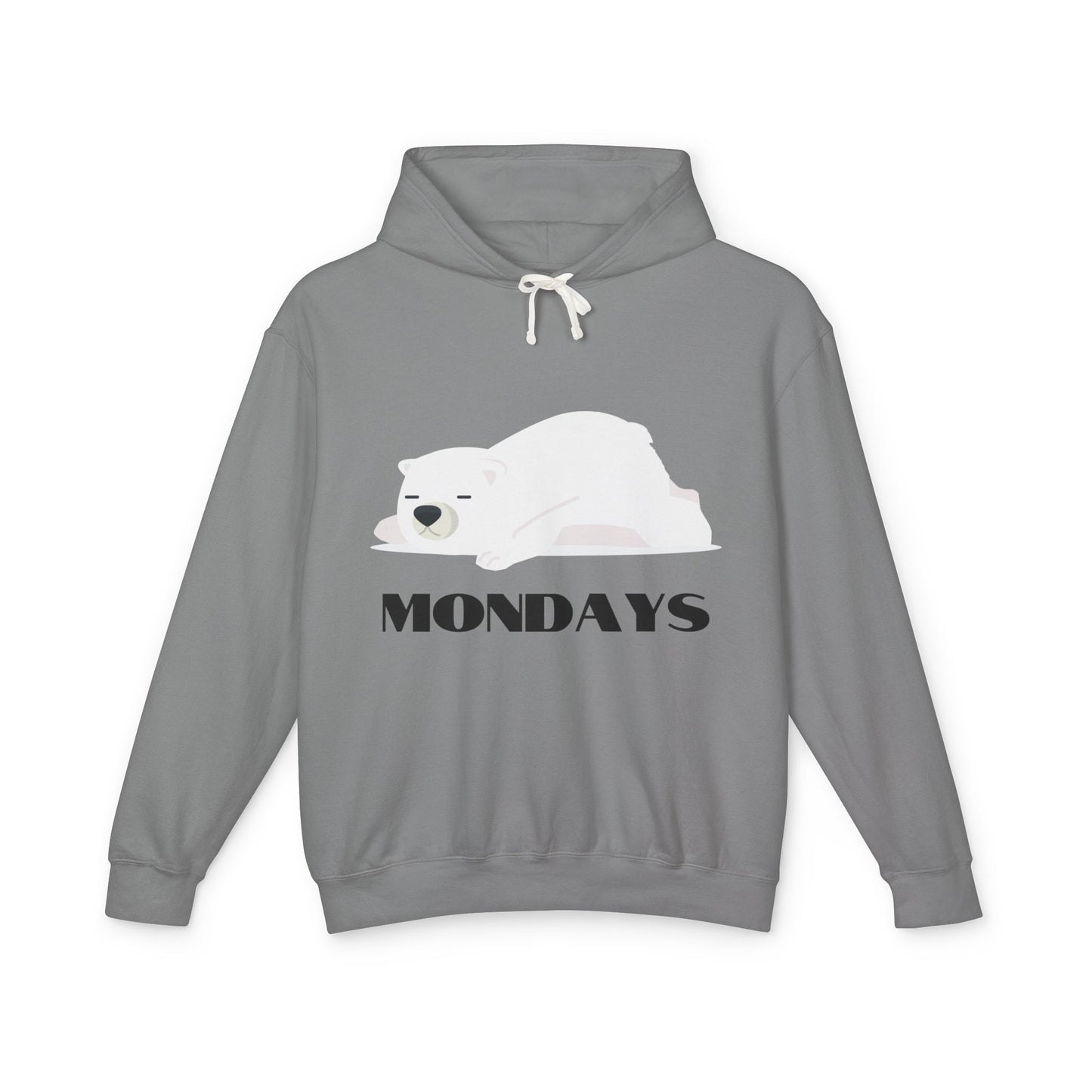 Unisex Lightweight Hooded Sweatshirt - "Sleepy Polar Bear Monday" - Fun Comfort Hoodie