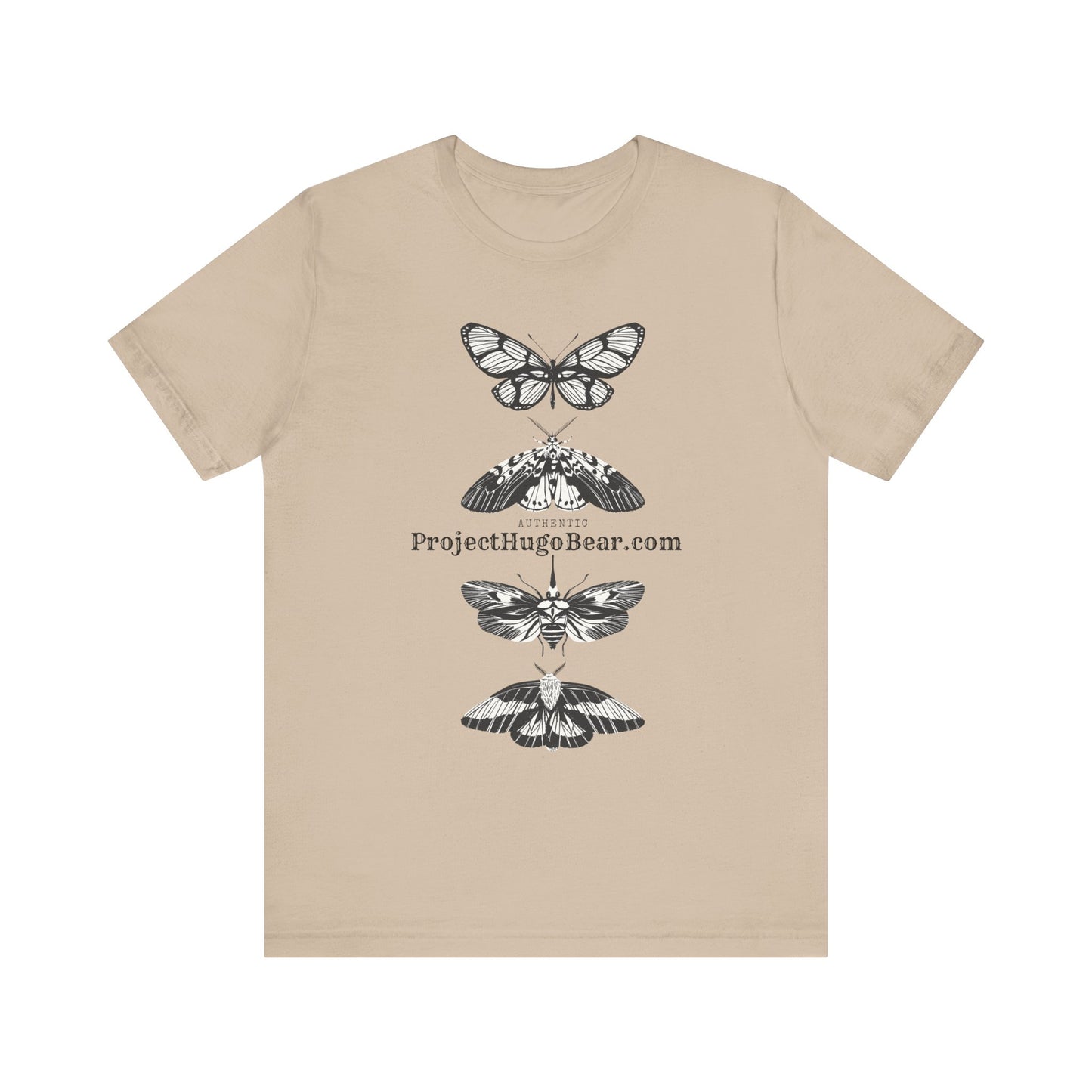 Unisex Jersey Short Sleeve Tee - Project Hugo Bear Moth Design - Supporting Wildlife Conservation