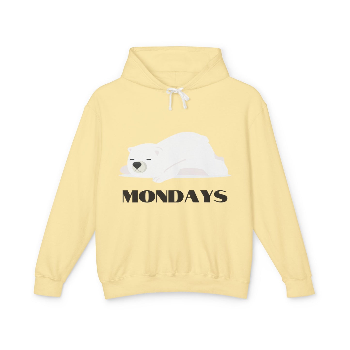 Unisex Lightweight Hooded Sweatshirt - "Sleepy Polar Bear Monday" - Fun Comfort Hoodie