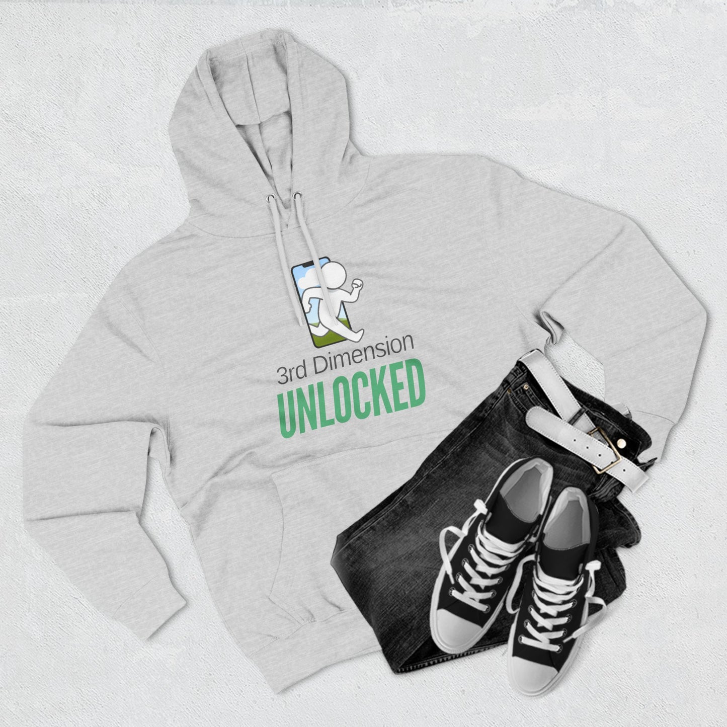 Adult Fleece Hoodie - "3rd Dimension Unlocked – Stick Figure Escaping the Screen"