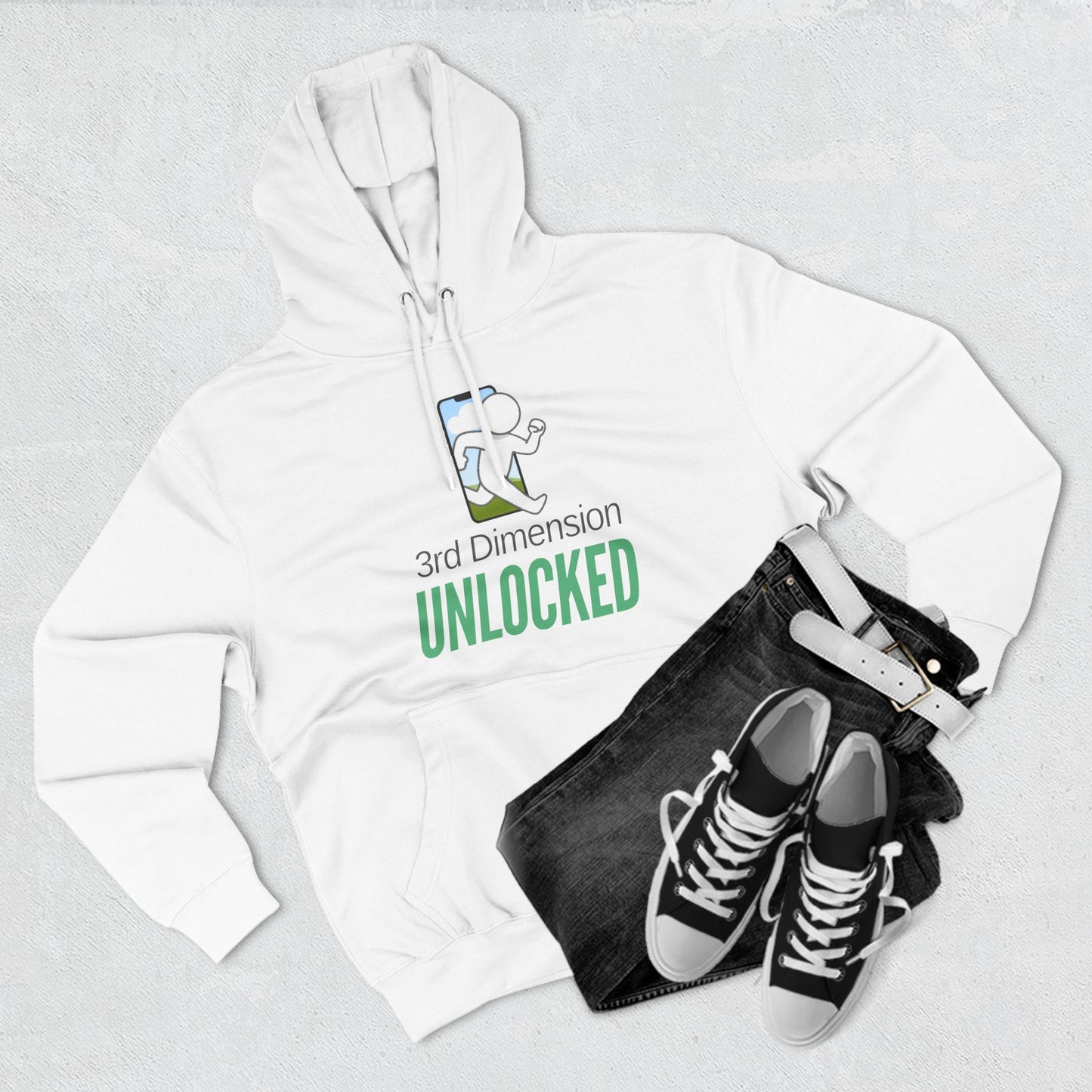 Adult Fleece Hoodie - "3rd Dimension Unlocked – Stick Figure Escaping the Screen"