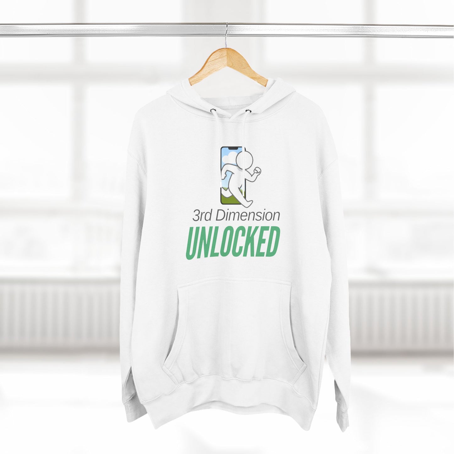 Adult Fleece Hoodie - "3rd Dimension Unlocked – Stick Figure Escaping the Screen"