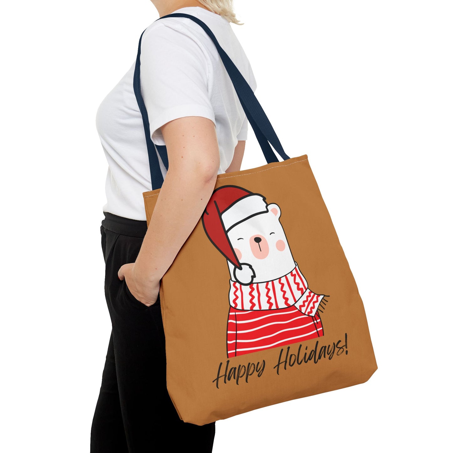 Tote Bag - "Happy Holiday" Polar Bear - Festive & Eco-Friendly Holiday Gift