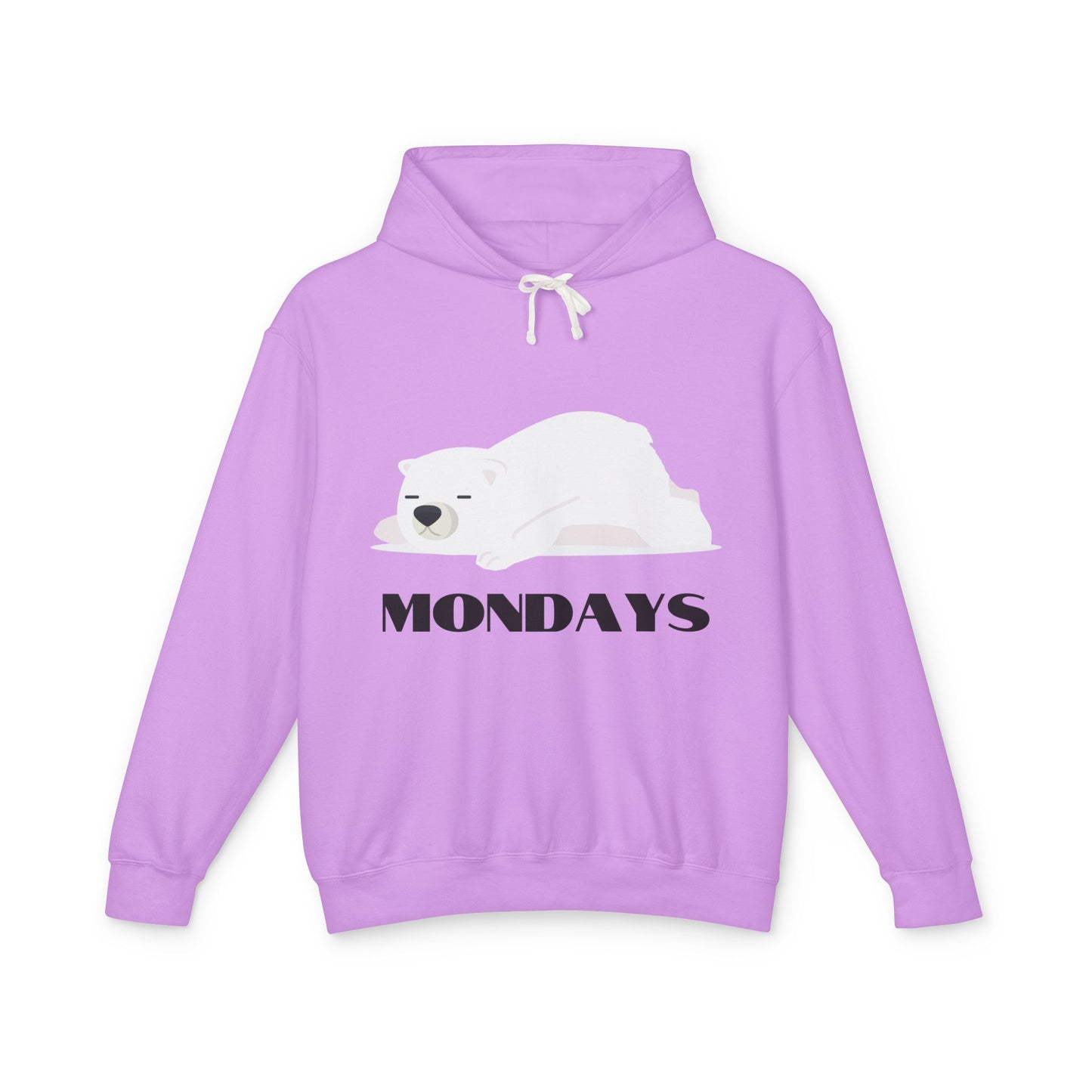 Unisex Lightweight Hooded Sweatshirt - "Sleepy Polar Bear Monday" - Fun Comfort Hoodie