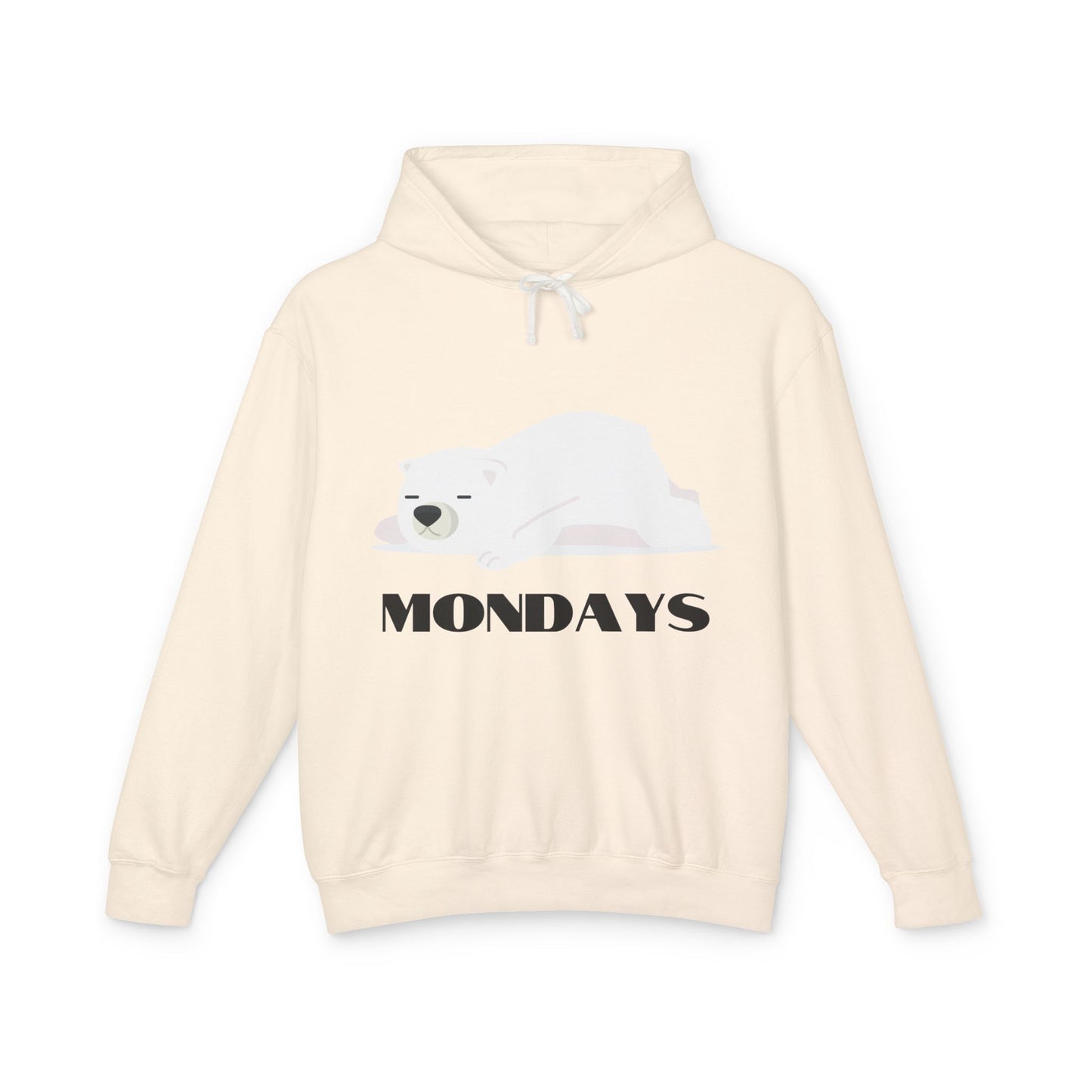 Unisex Lightweight Hooded Sweatshirt - "Sleepy Polar Bear Monday" - Fun Comfort Hoodie