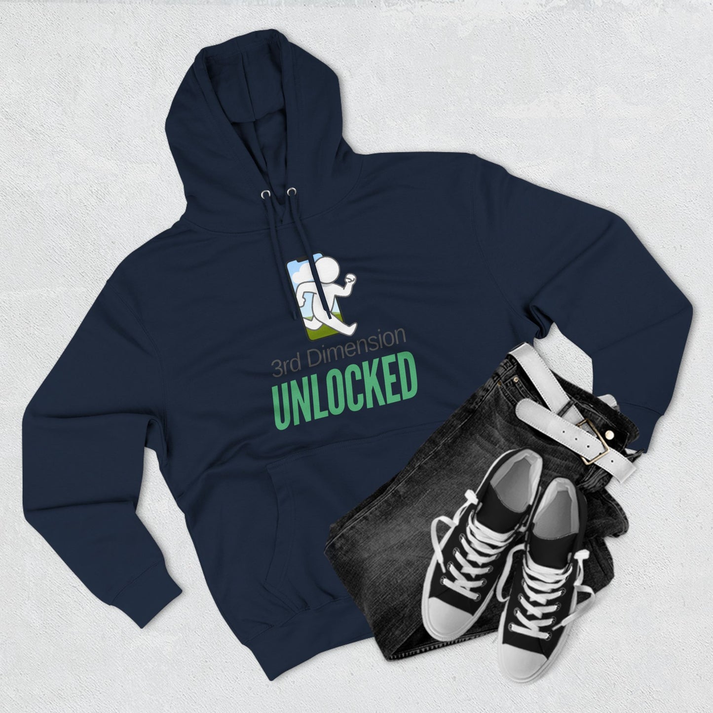 Adult Fleece Hoodie - "3rd Dimension Unlocked – Stick Figure Escaping the Screen"