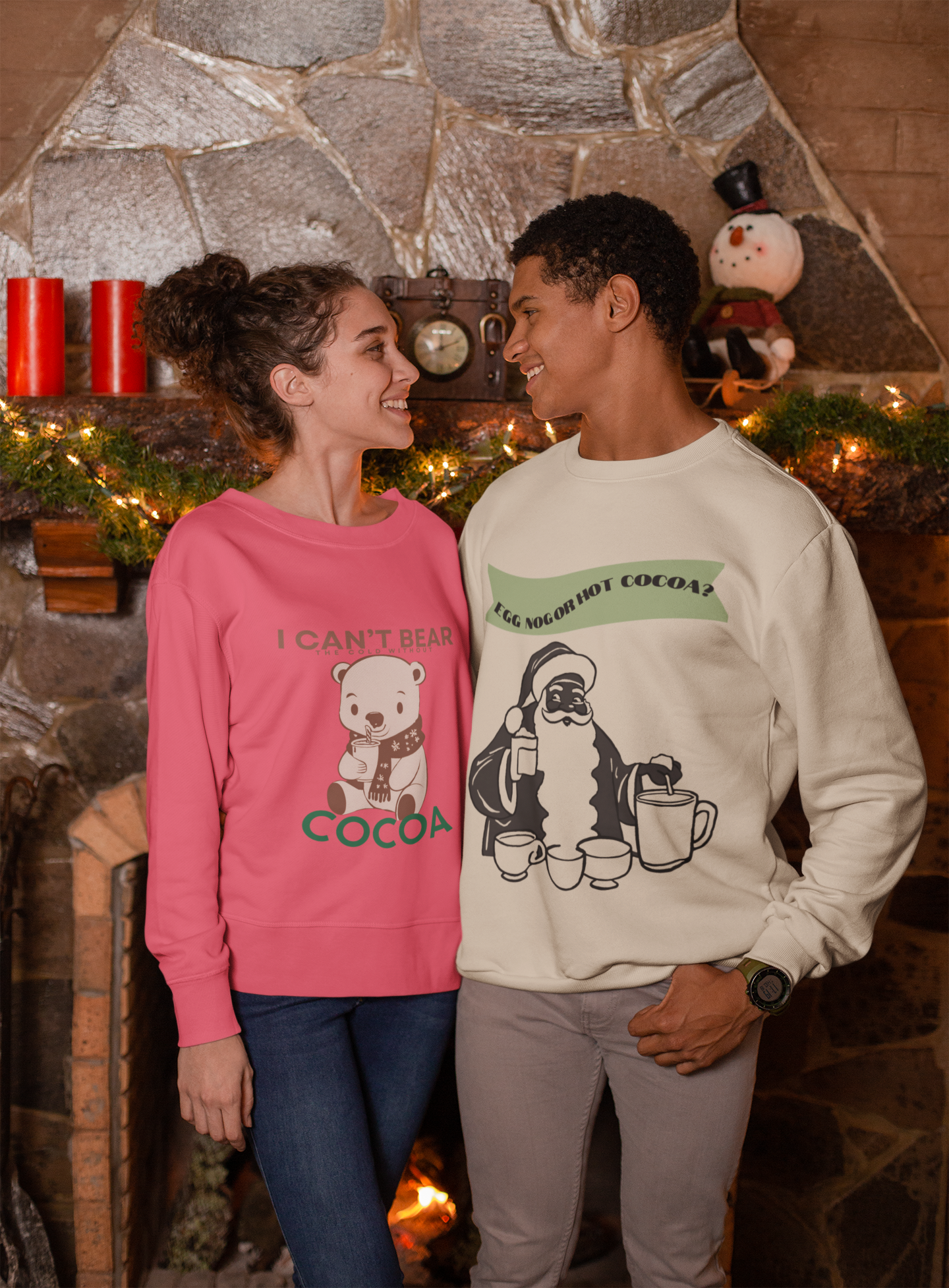 Adult Crewneck Sweatshirt - "Egg Nog or Hot Cocoa" - Holiday