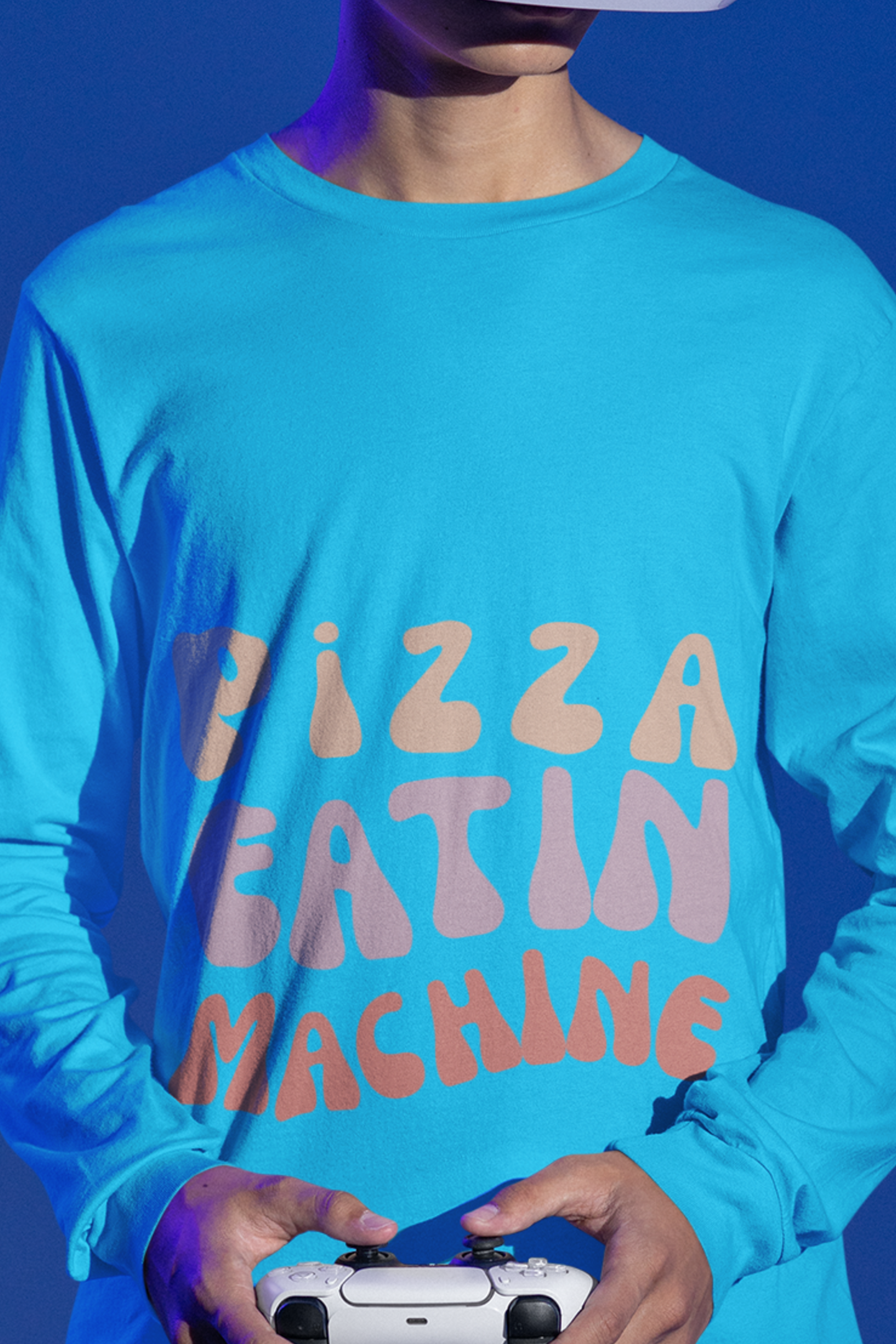 Youth Long Sleeve T-Shirt "Pizza Eatin' Machine" -  Wavy Groovy Print