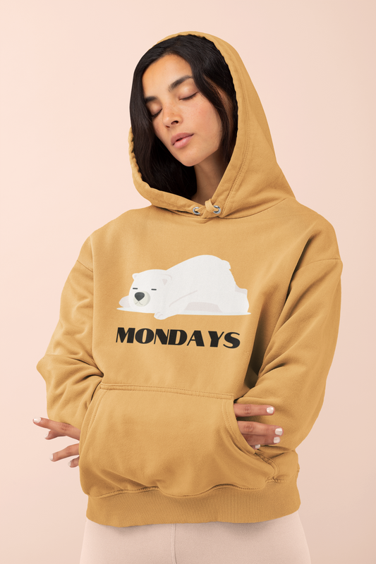 Unisex Lightweight Hooded Sweatshirt - "Sleepy Polar Bear Monday" - Fun Comfort Hoodie