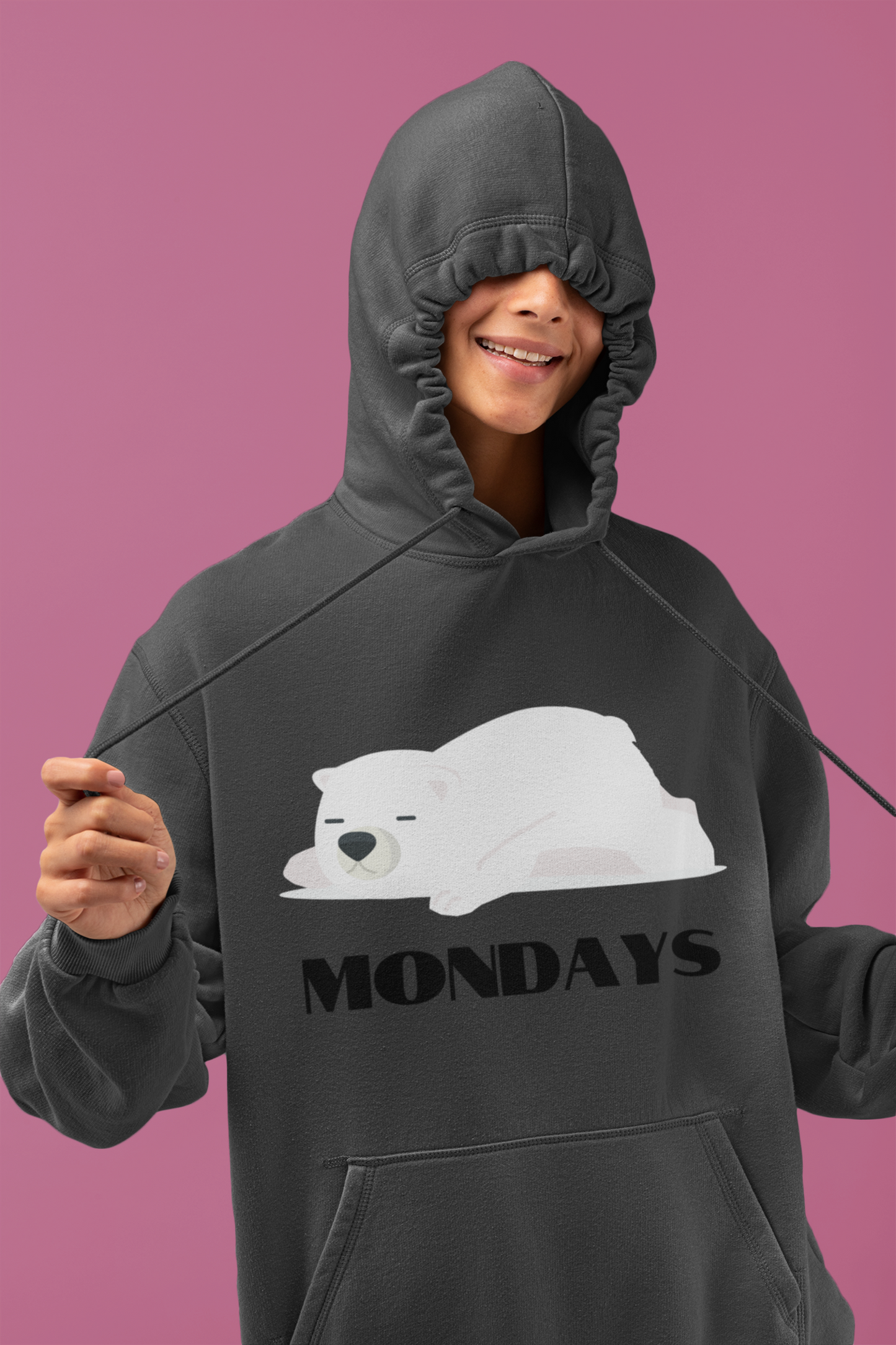 Unisex Lightweight Hooded Sweatshirt - "Sleepy Polar Bear Monday" - Fun Comfort Hoodie