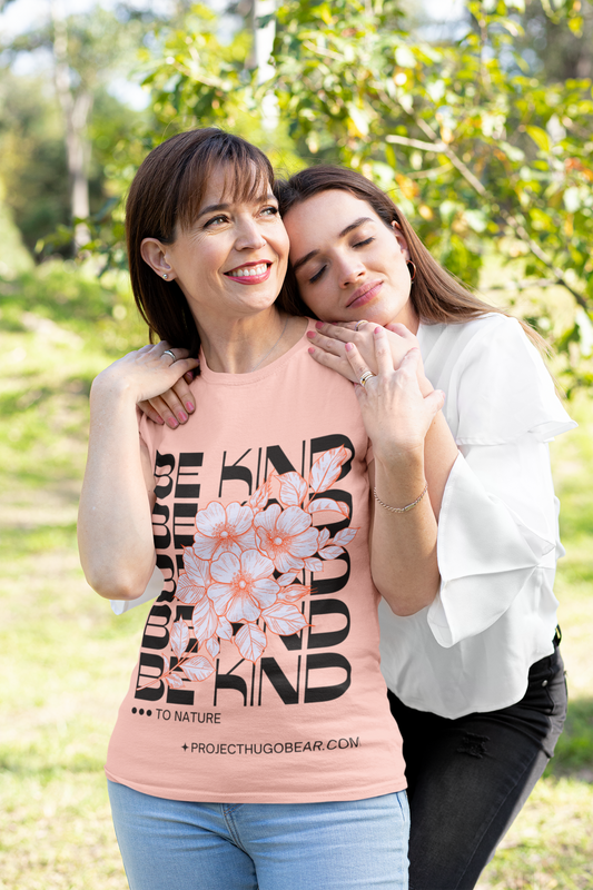 Unisex Jersey Short Sleeve Tee - Be Kind to Nature - Floral Repeating Words Design