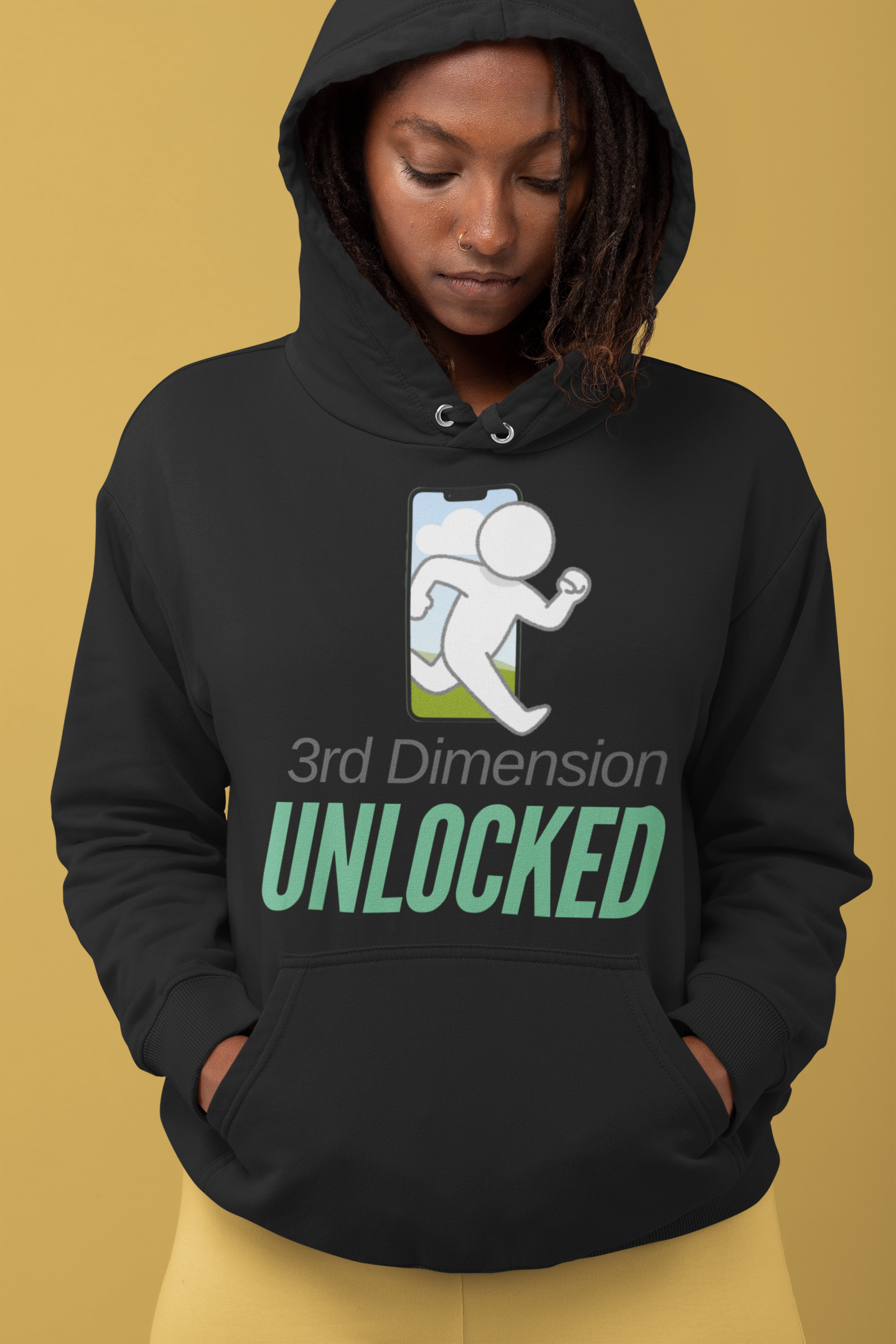 Adult Fleece Hoodie - "3rd Dimension Unlocked – Stick Figure Escaping the Screen"